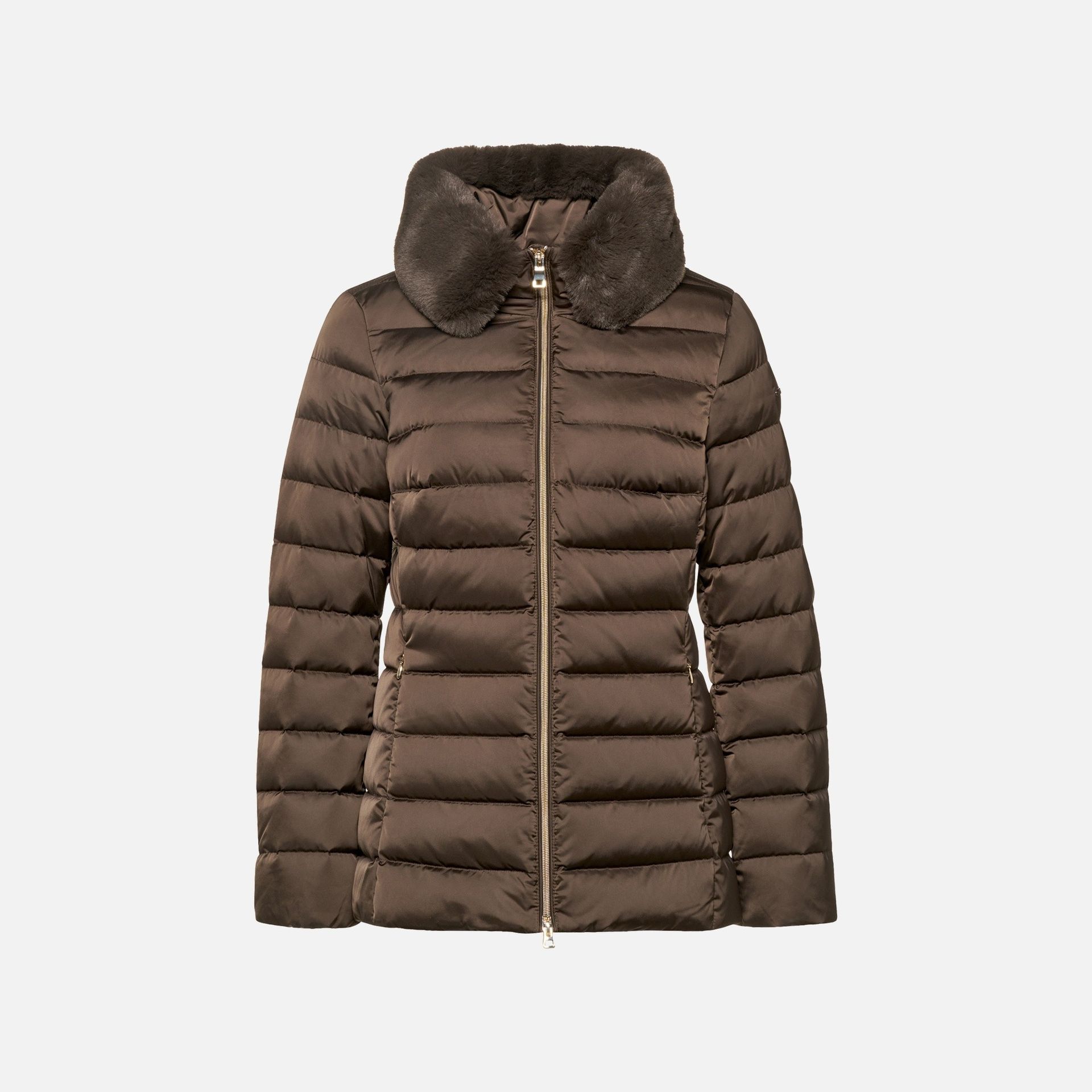 Tmavě hnědá dámská péřová bunda Geox Bettanie - 001
