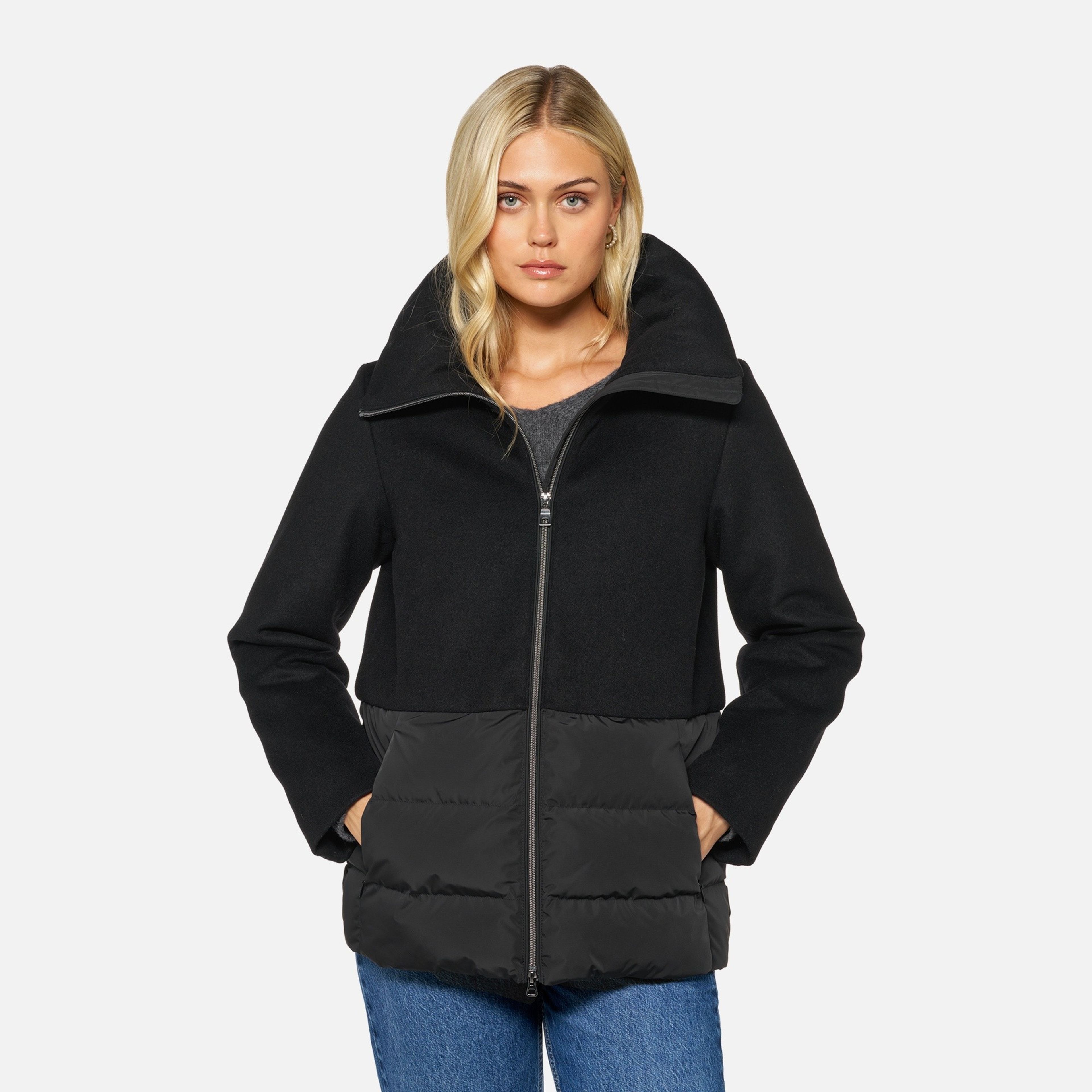 Čierny dámsky kabát Geox Pluette - 003
