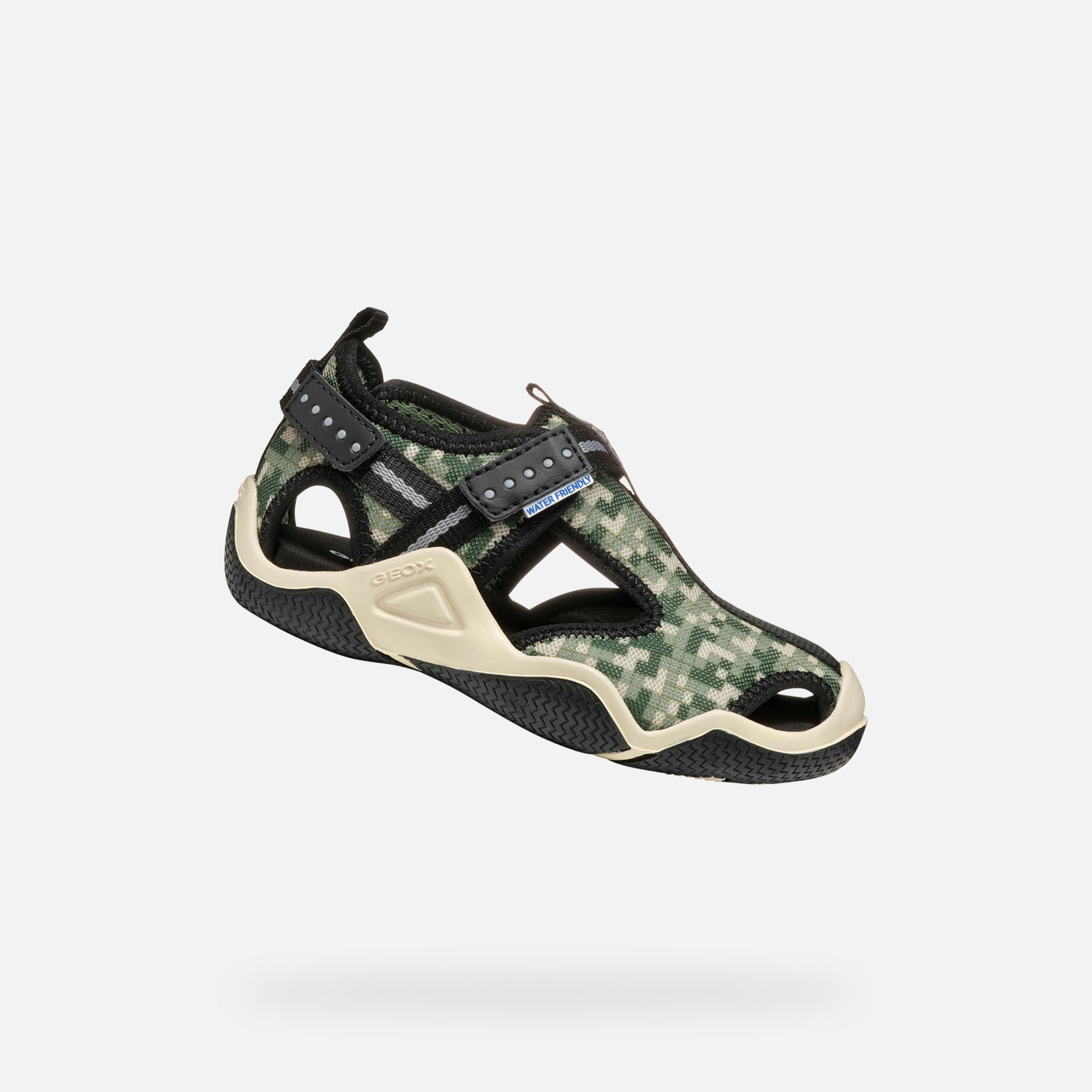 Olivové chlapecké sandály Geox Wader