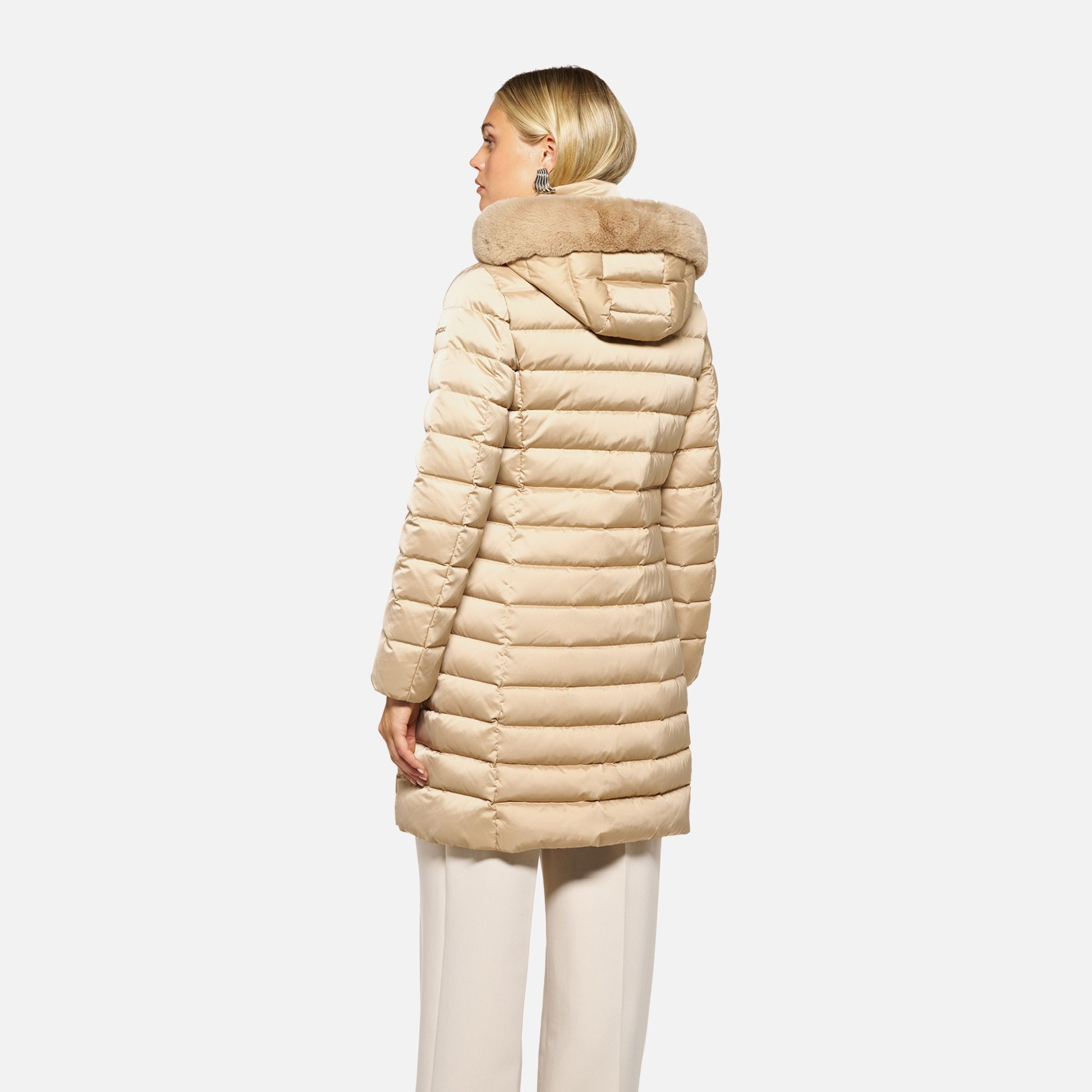 Béžová dámská péřová bunda Geox Bettanie - 004