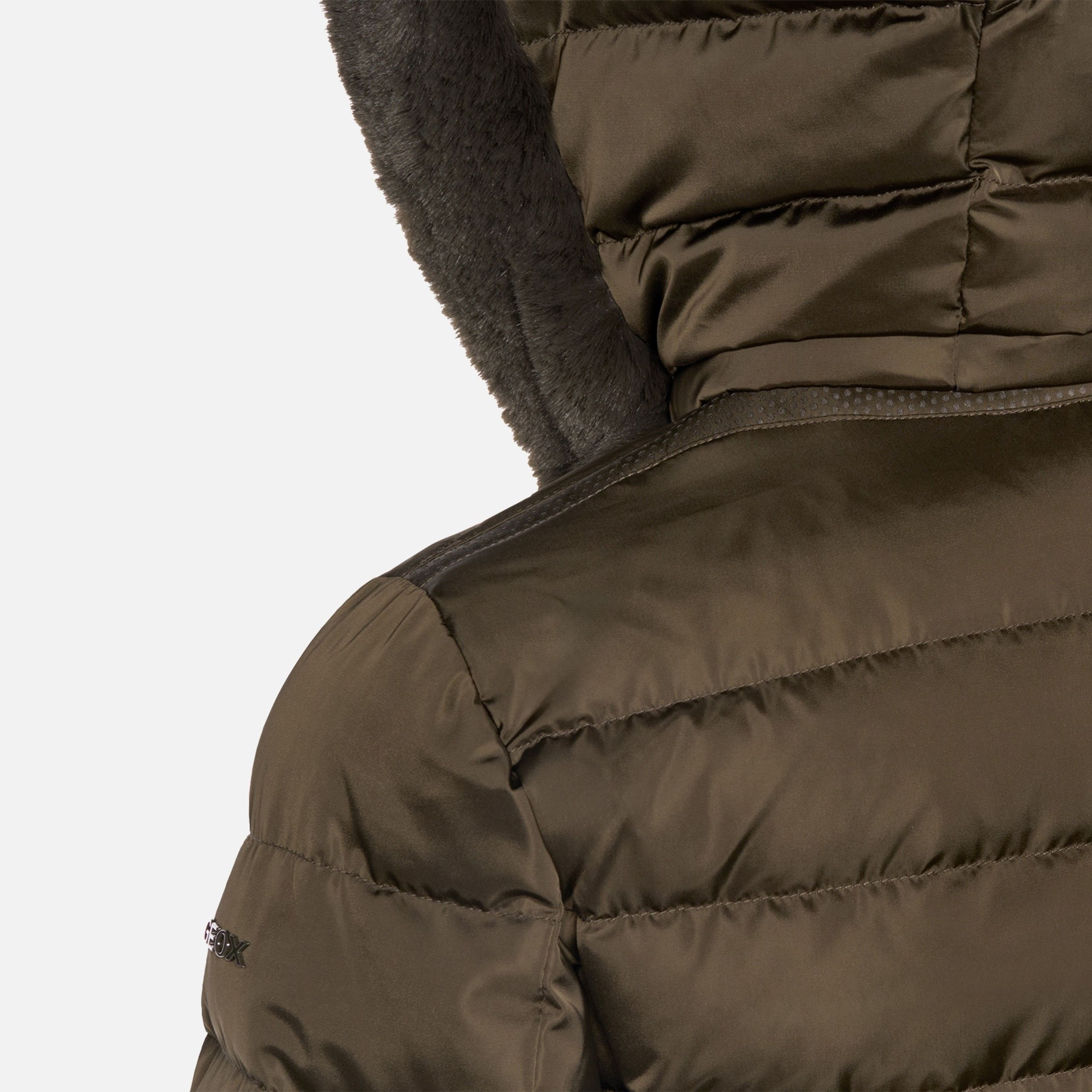 Khaki dámská péřová bunda Geox Bettanie - 007