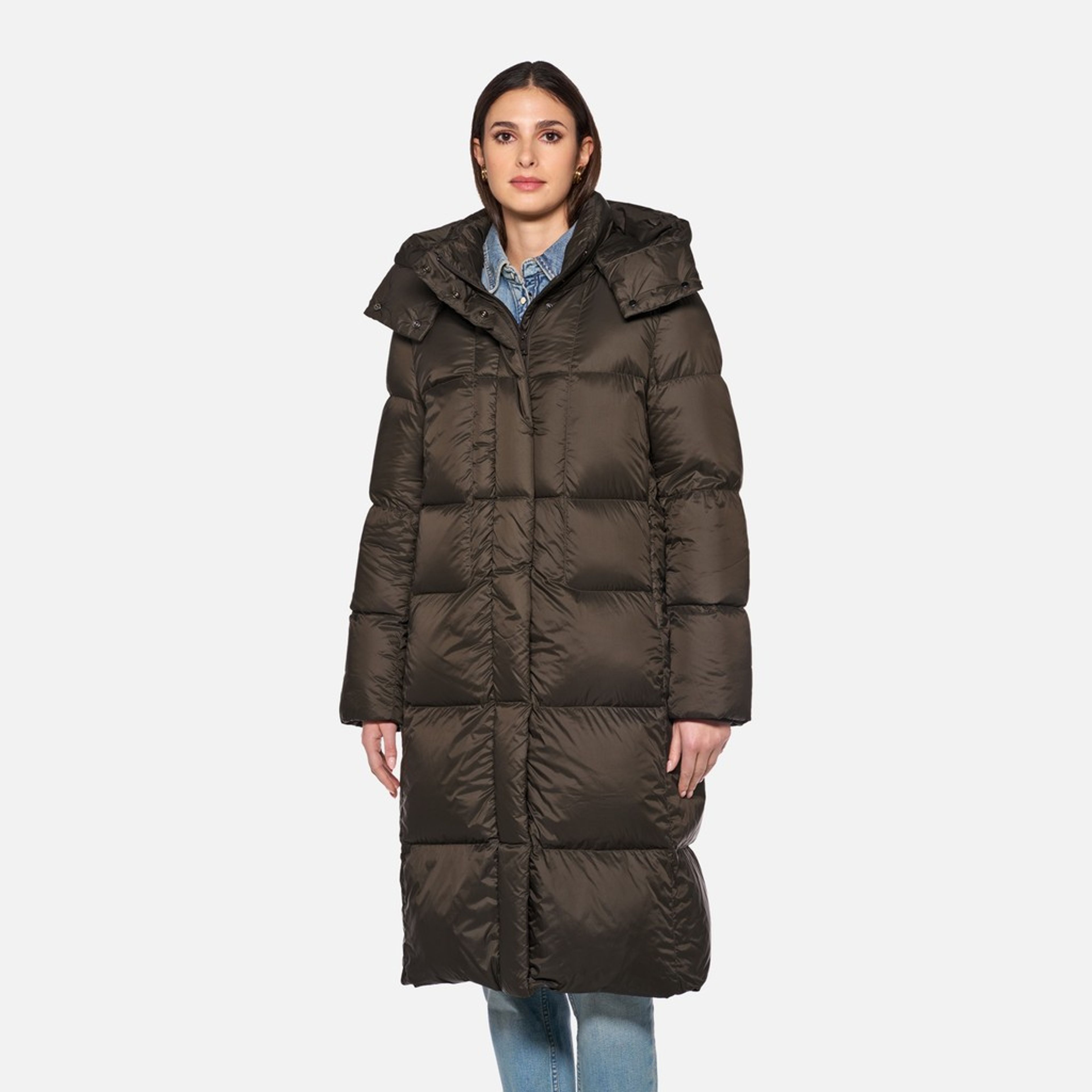 Tmavě hnědá dámská péřová bunda Geox Arlara - 002