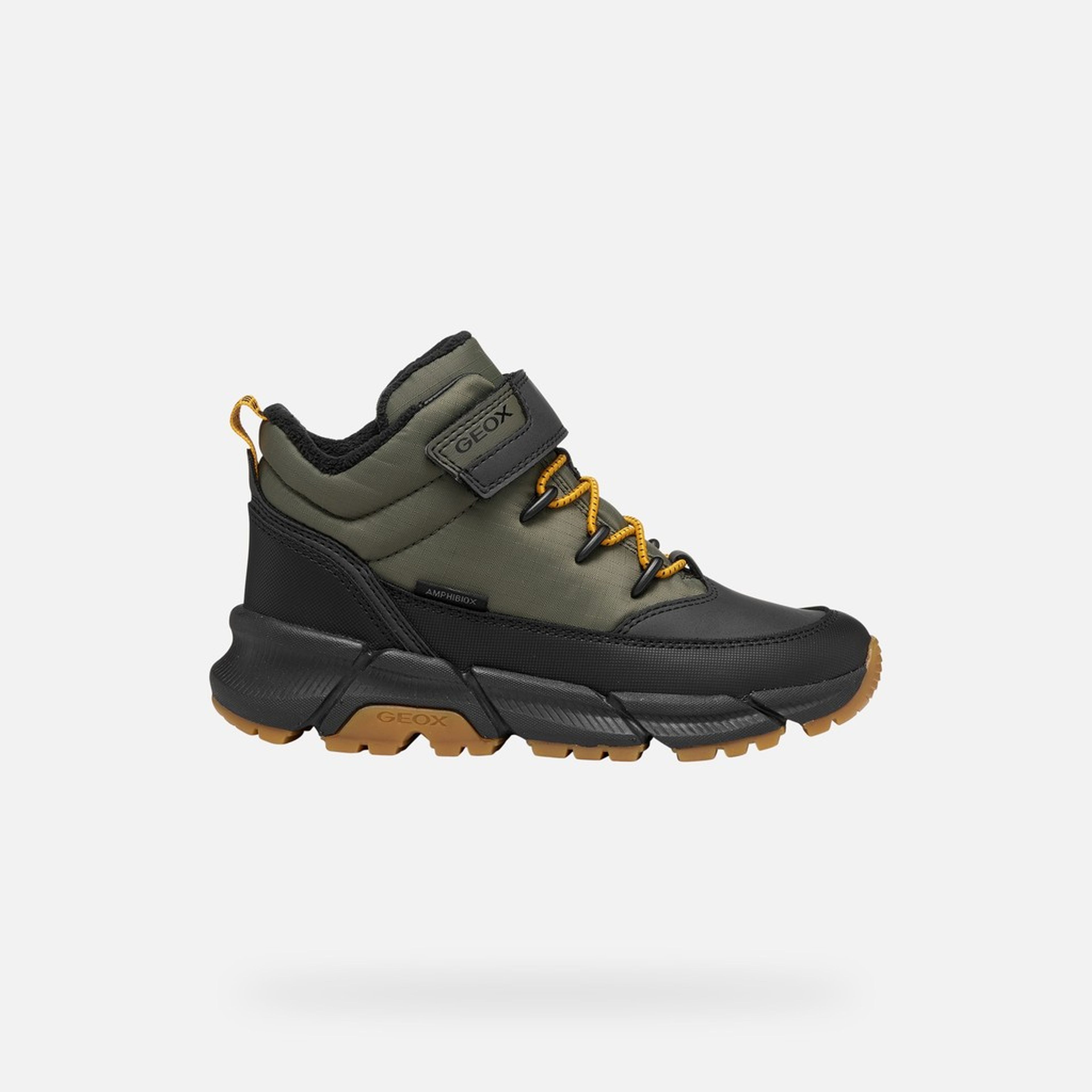 Khaki zateplená chlapčenská členková obuv Geox Flexyper Plus - 002