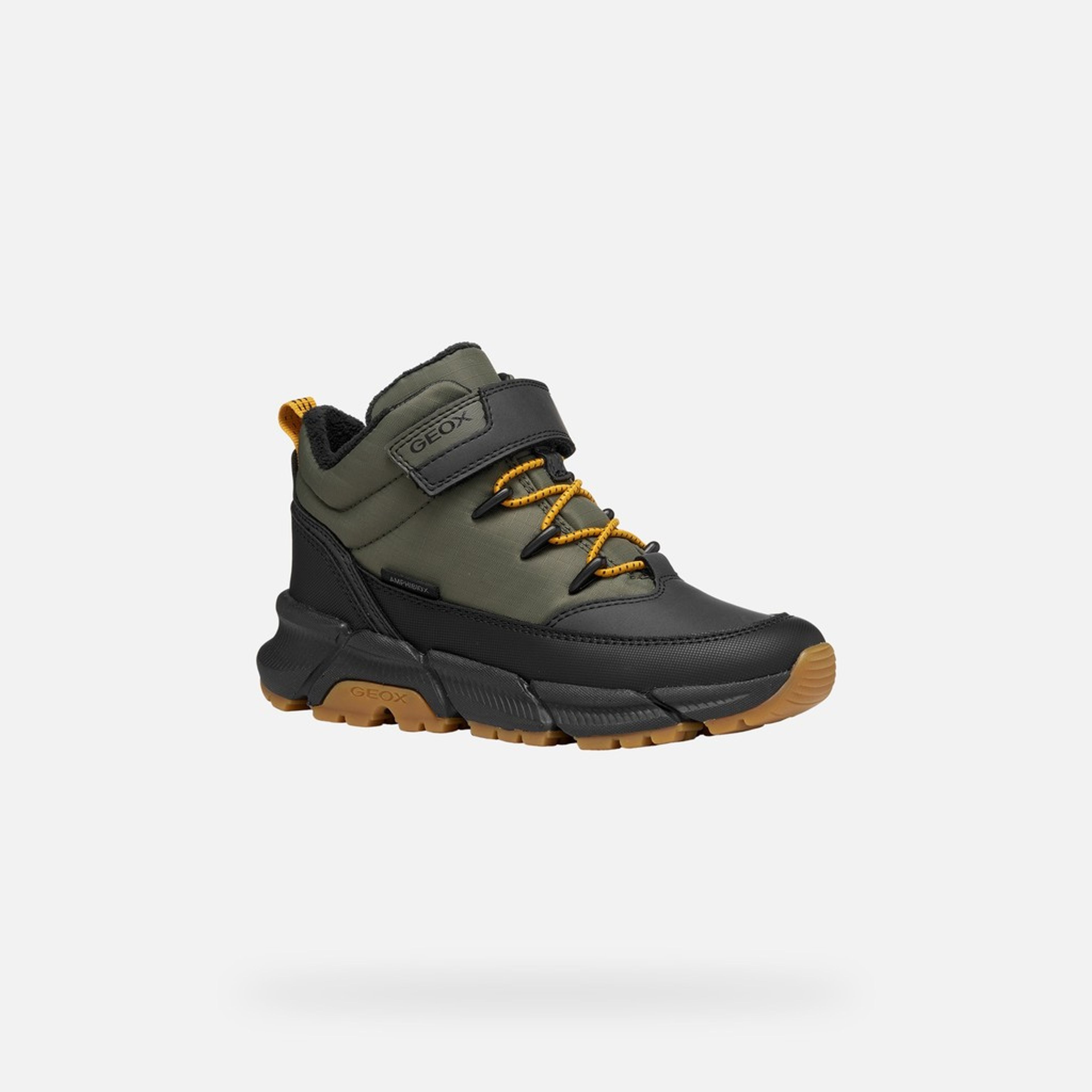 Khaki zateplená chlapčenská členková obuv Geox Flexyper Plus - 003