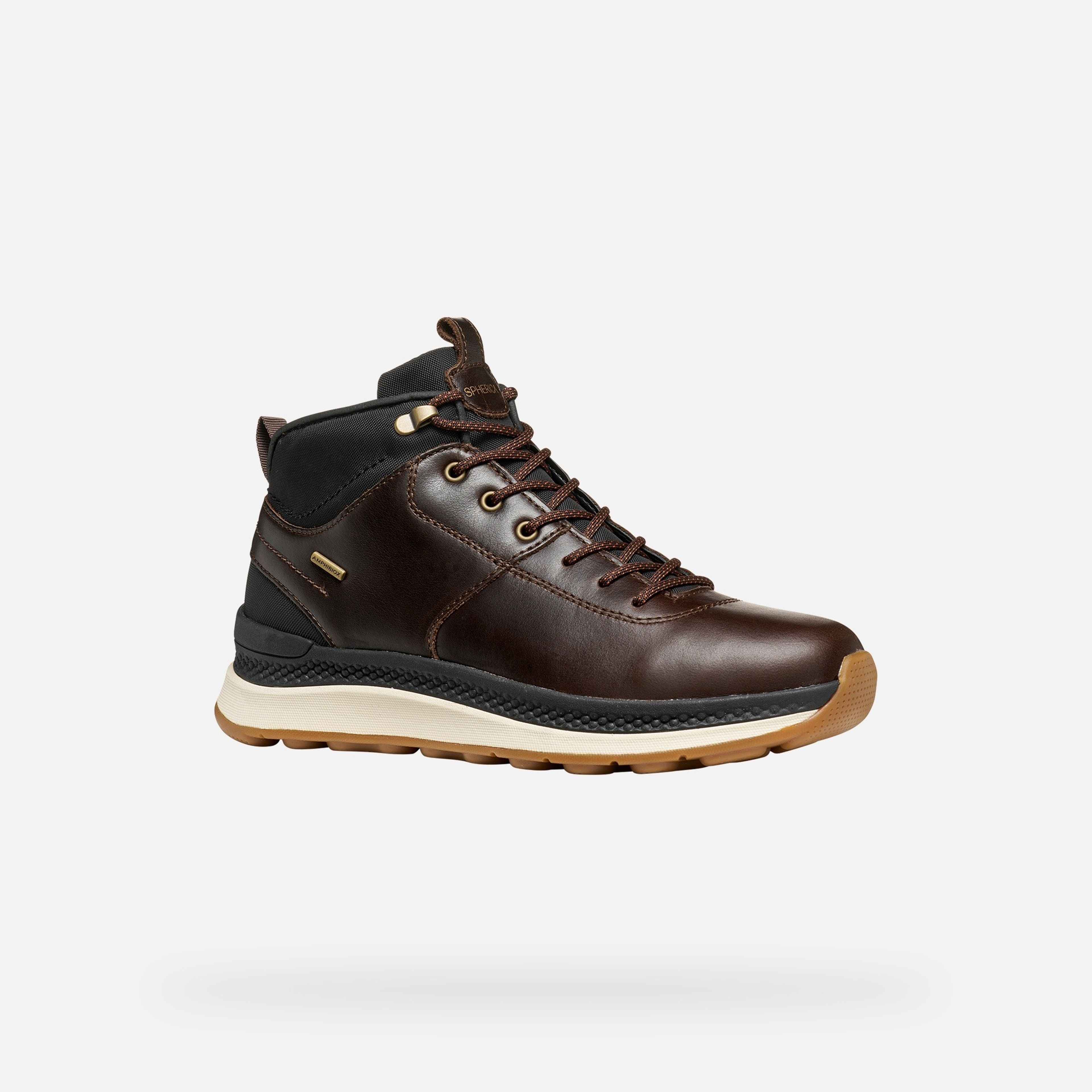 Ciemnobrązowe męskie buty za kostkę Geox Spherica Actif X2 - 003