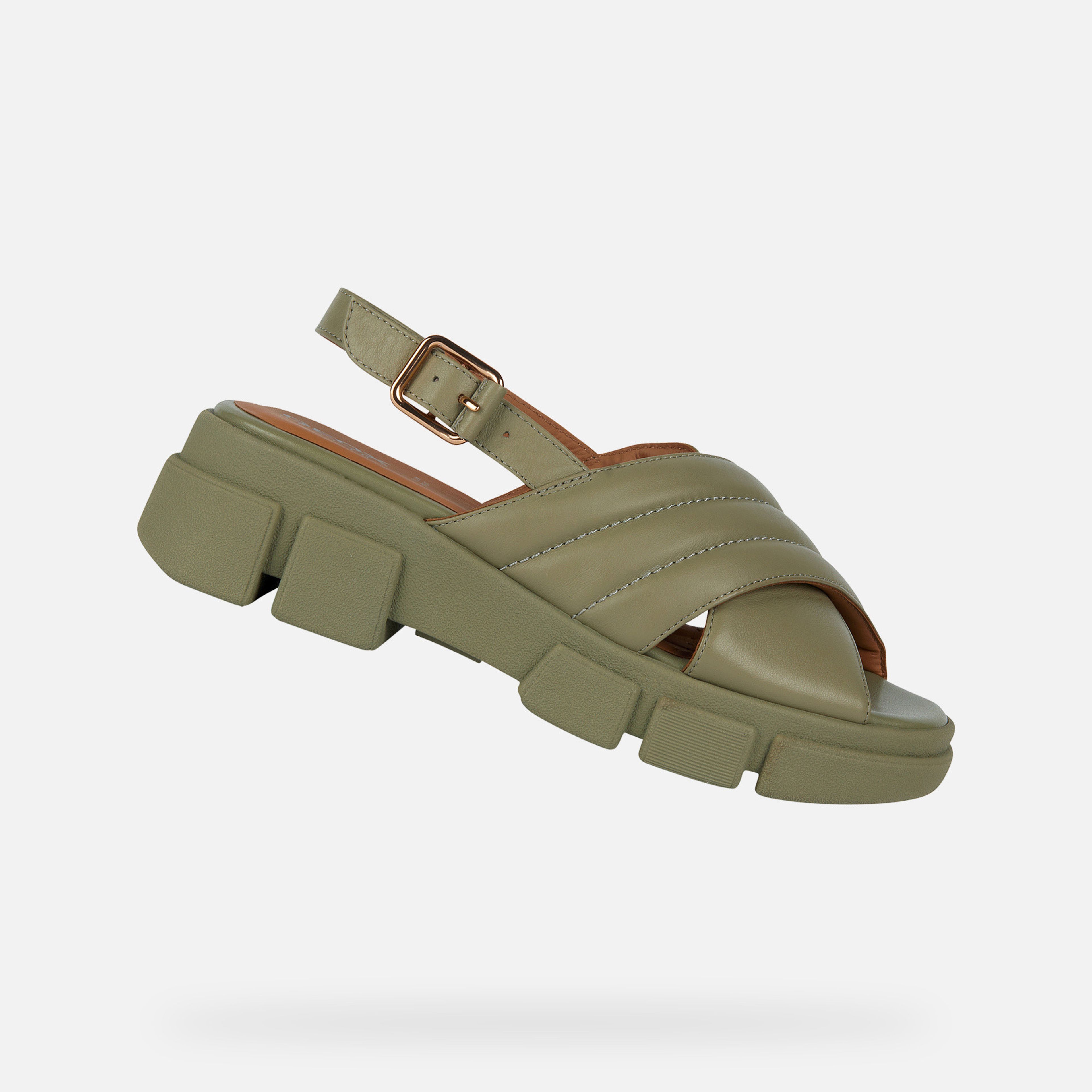 Khaki dámske sandále Geox Lisbona