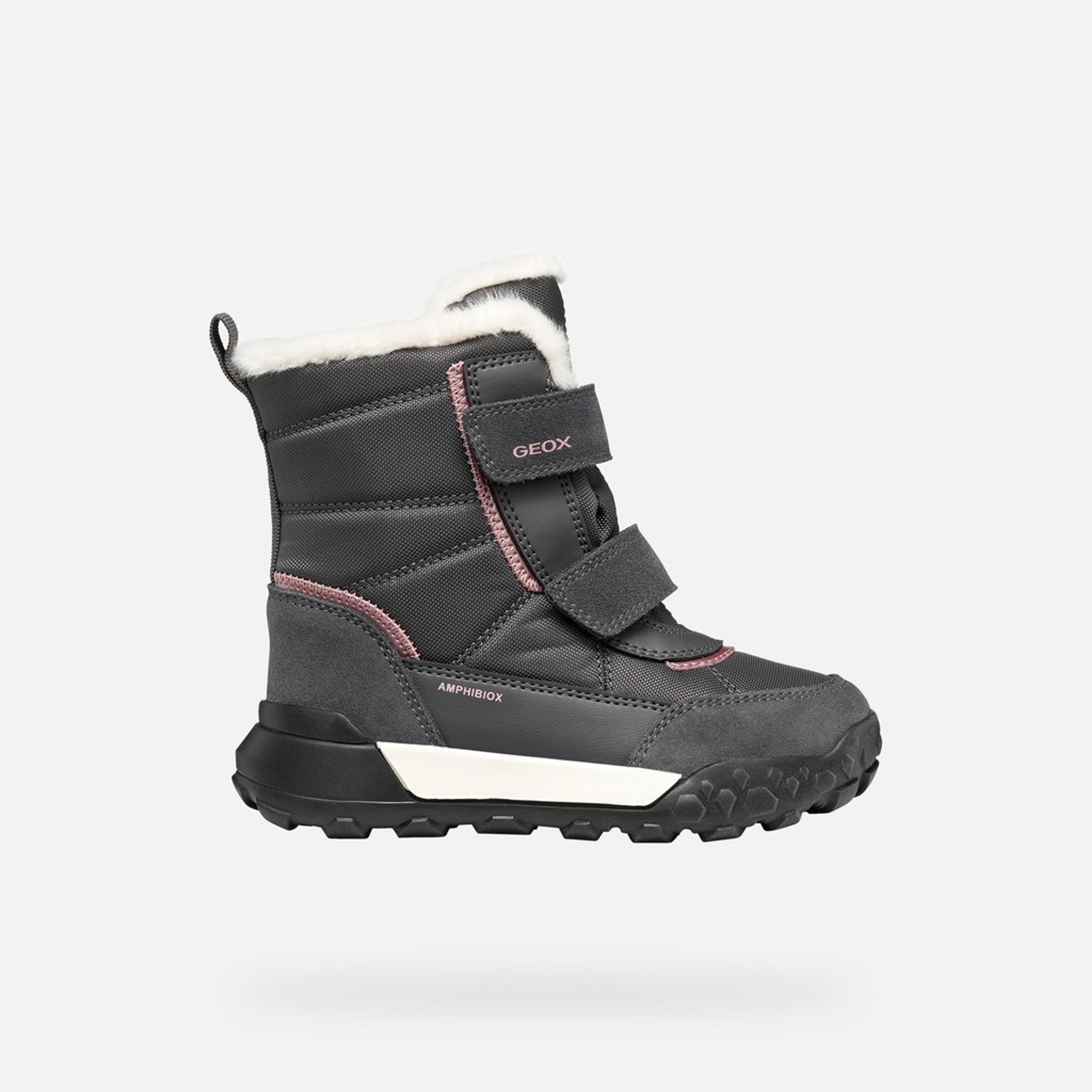 Ciemnoszare buty zimowe dla dziewczynek Geox Trekkyup - 002