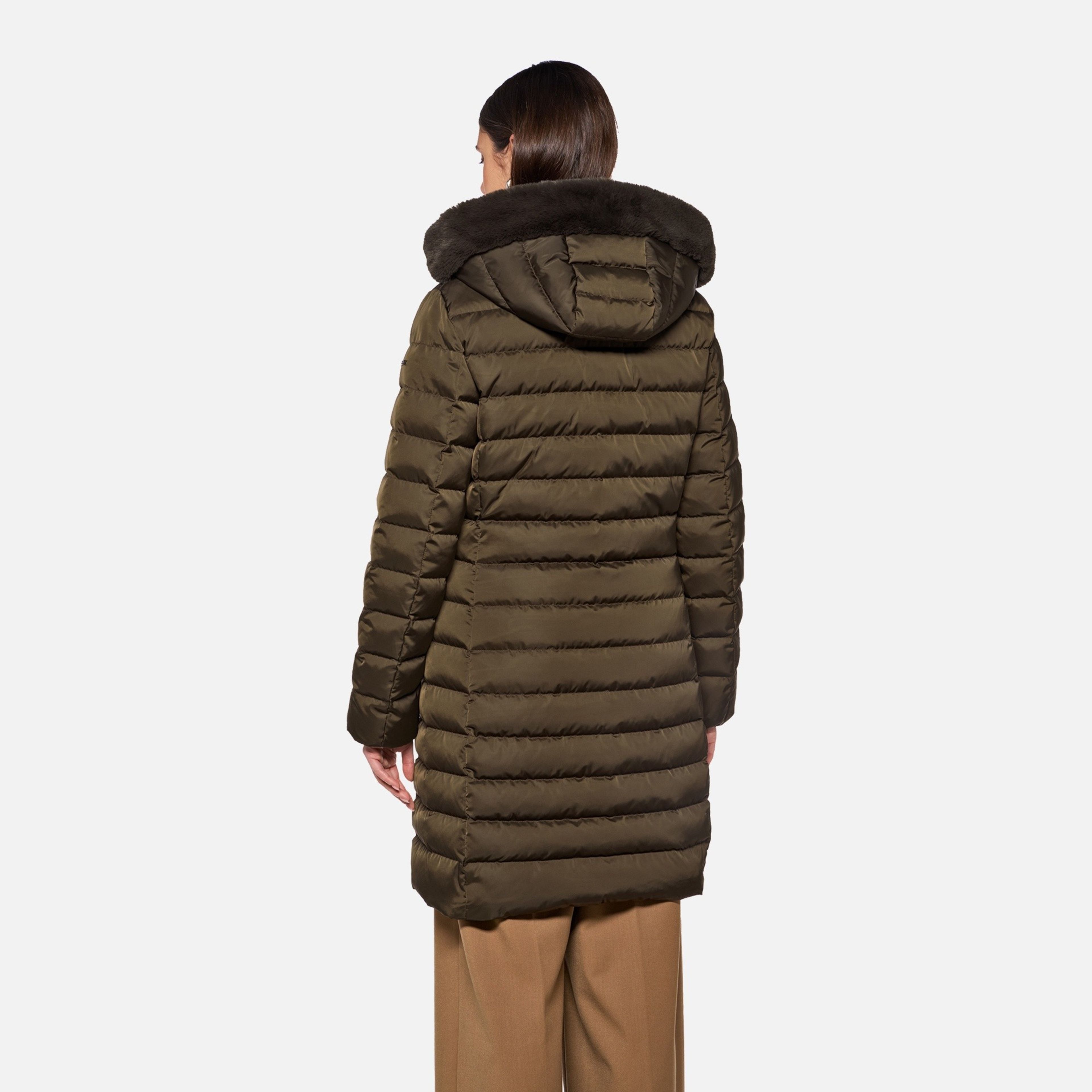 Khaki dámská péřová bunda Geox Bettanie - 006