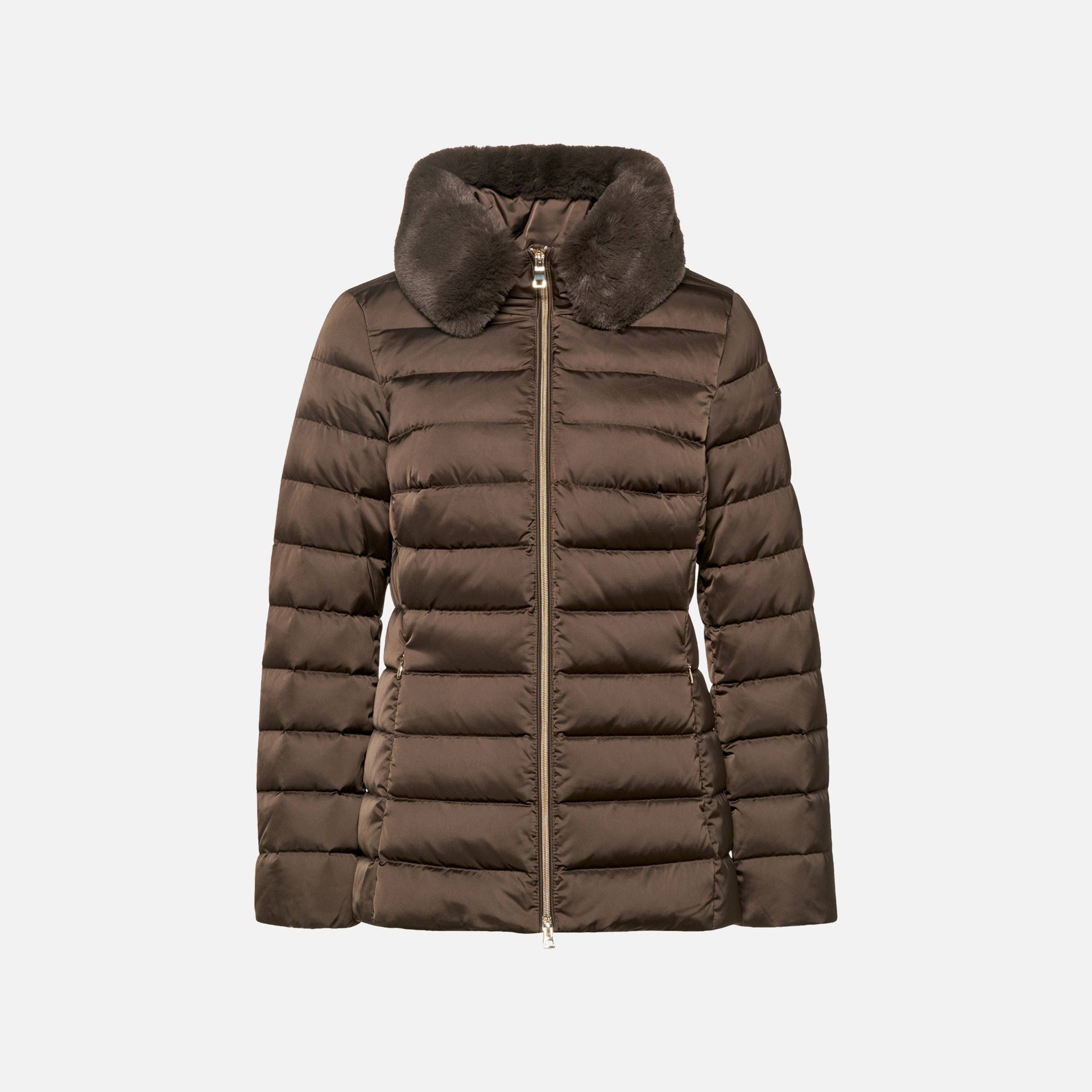Tmavě hnědá dámská péřová bunda Geox Bettanie - 001