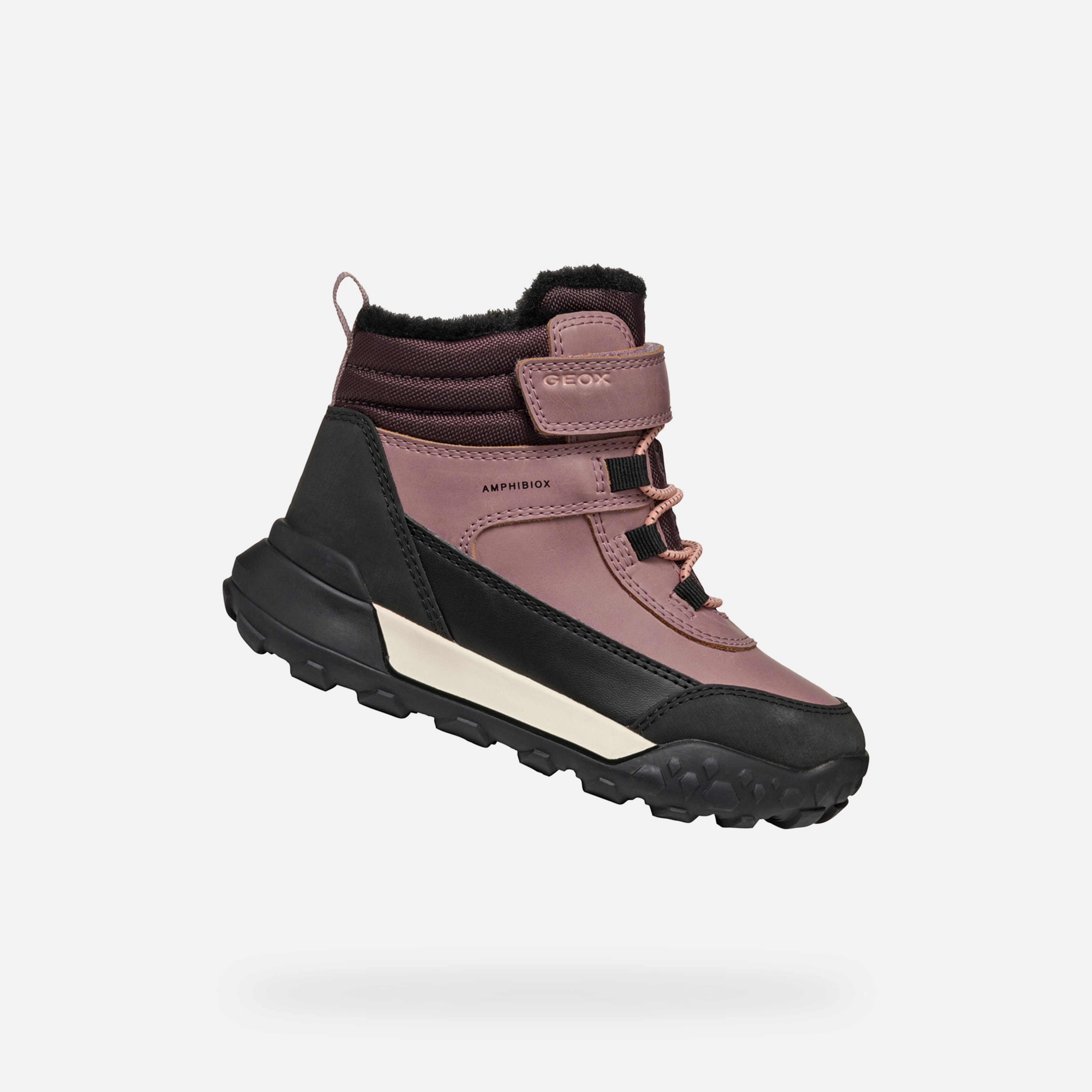 Różowe dziewczęce buty zimowe Geox Trekkyup B AB