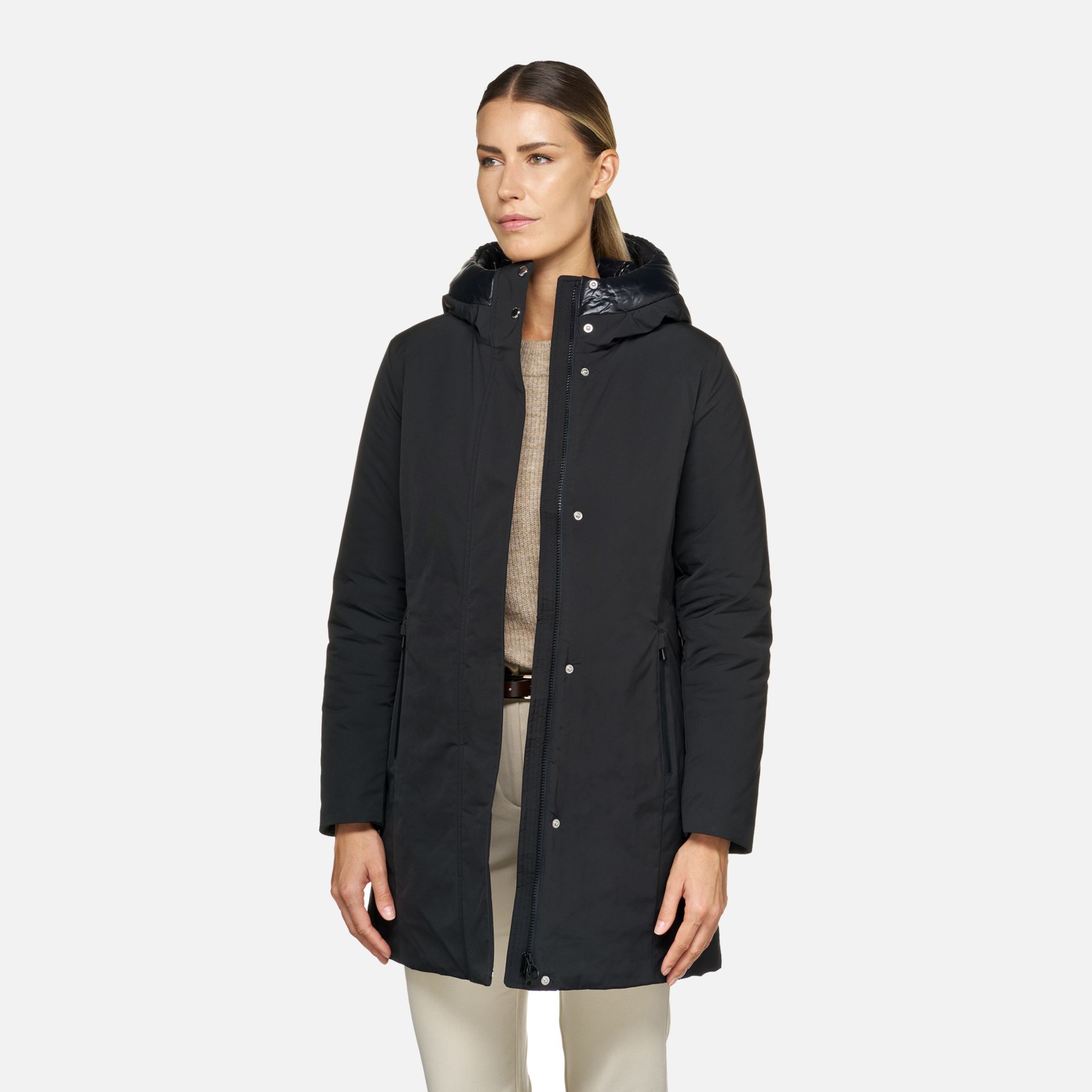 Czarna parka damska Geox Spherica - 001