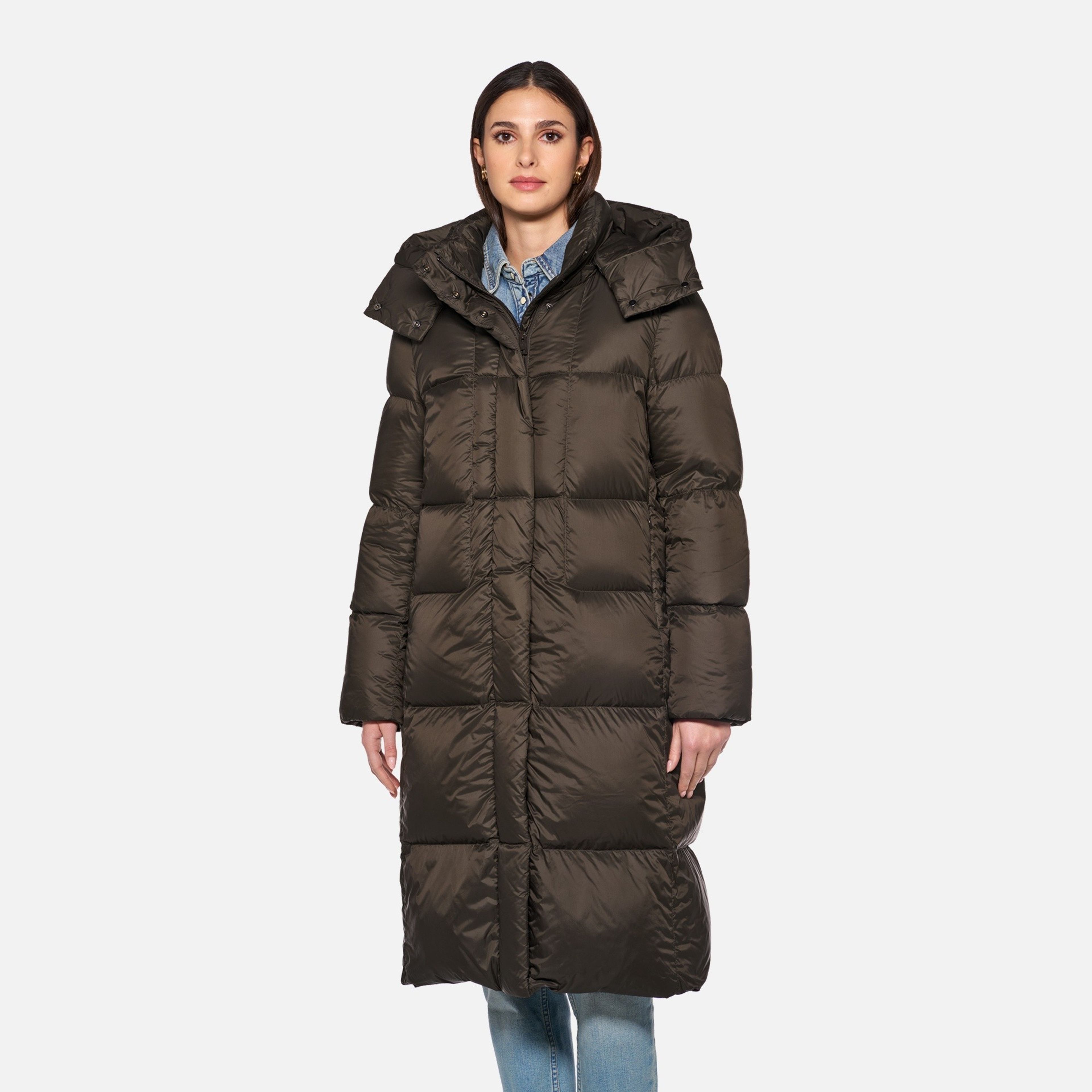 Tmavě hnědá dámská péřová bunda Geox Arlara - 011