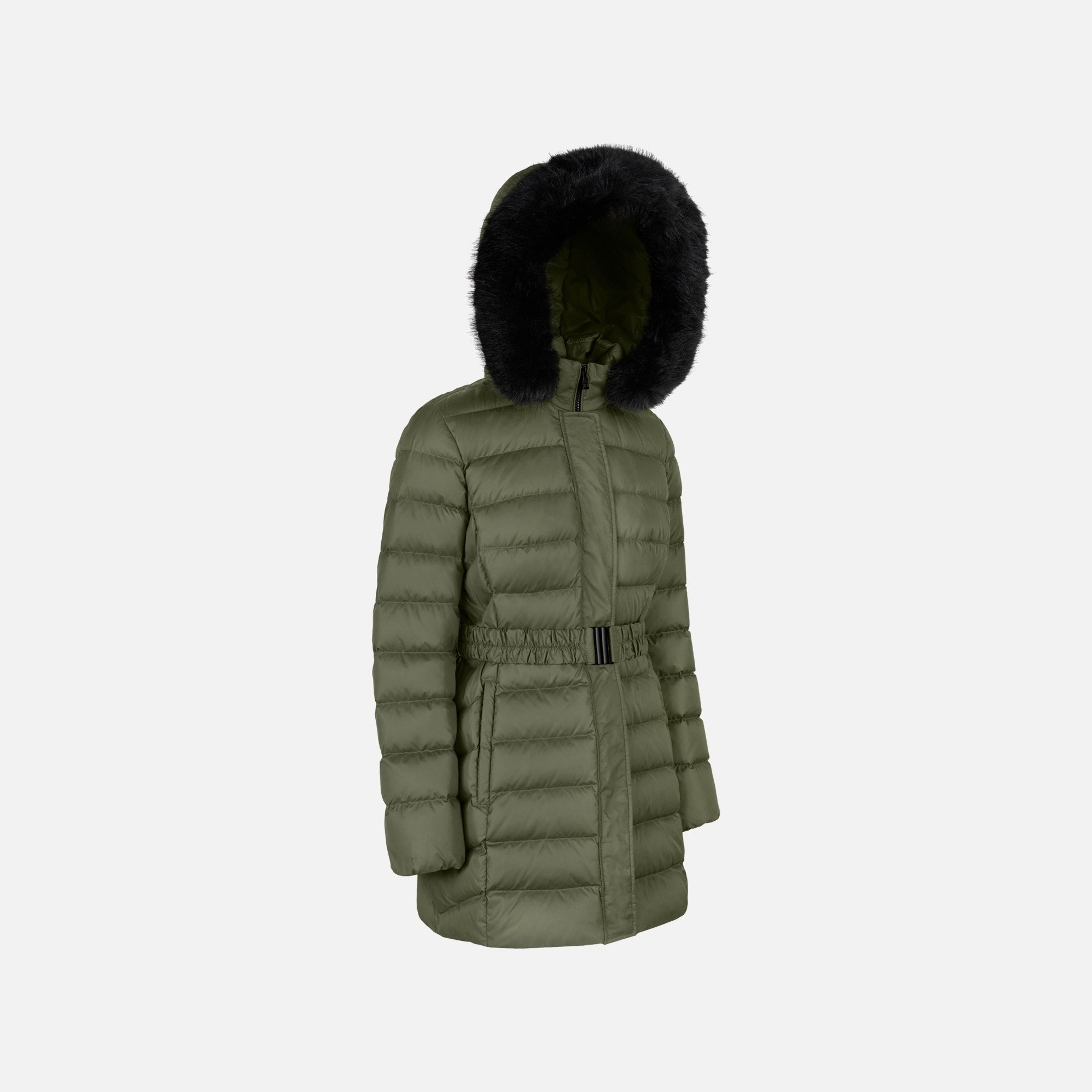 Khaki dámská péřová bunda Geox Catria - 007