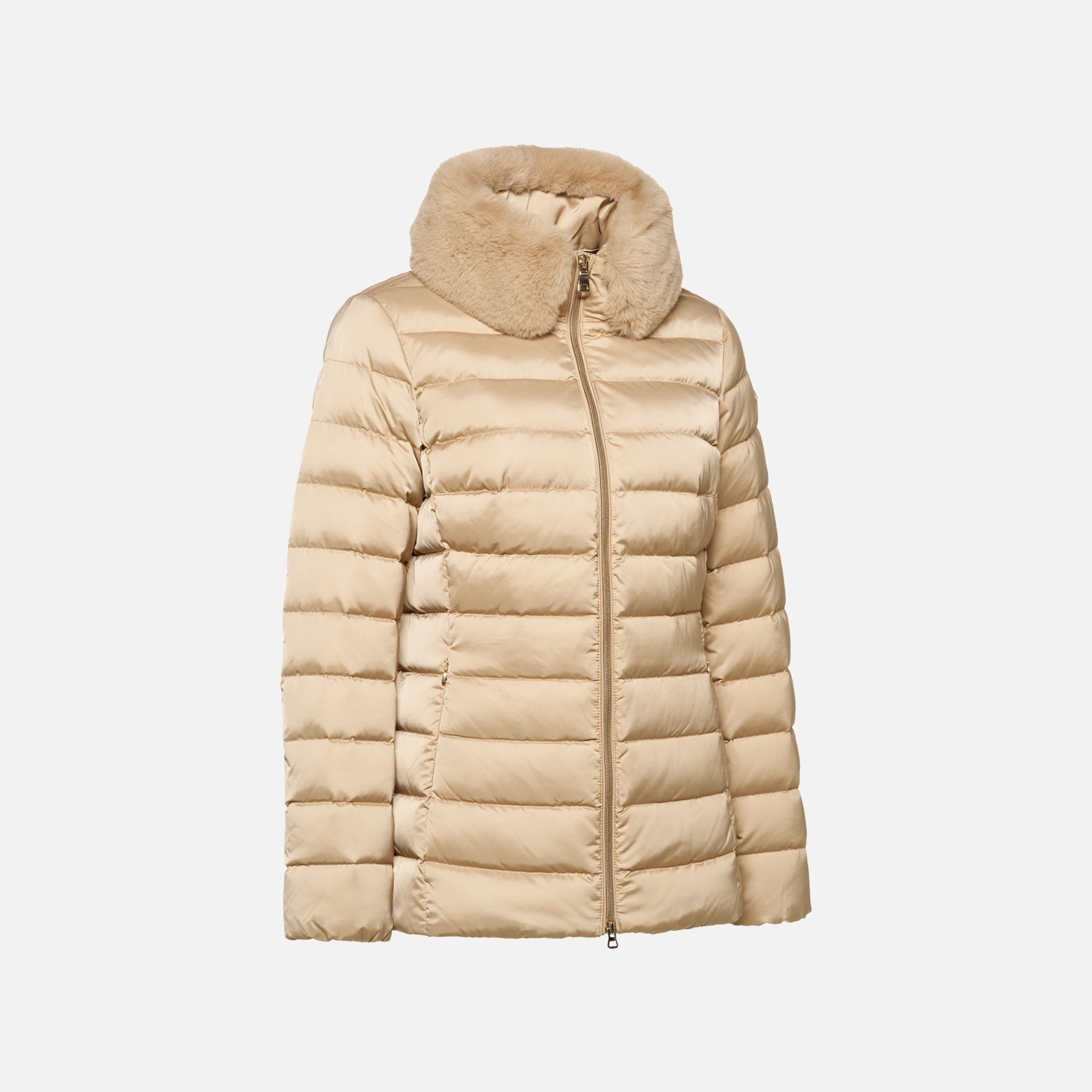 Béžová dámská péřová bunda Geox Bettanie - 002