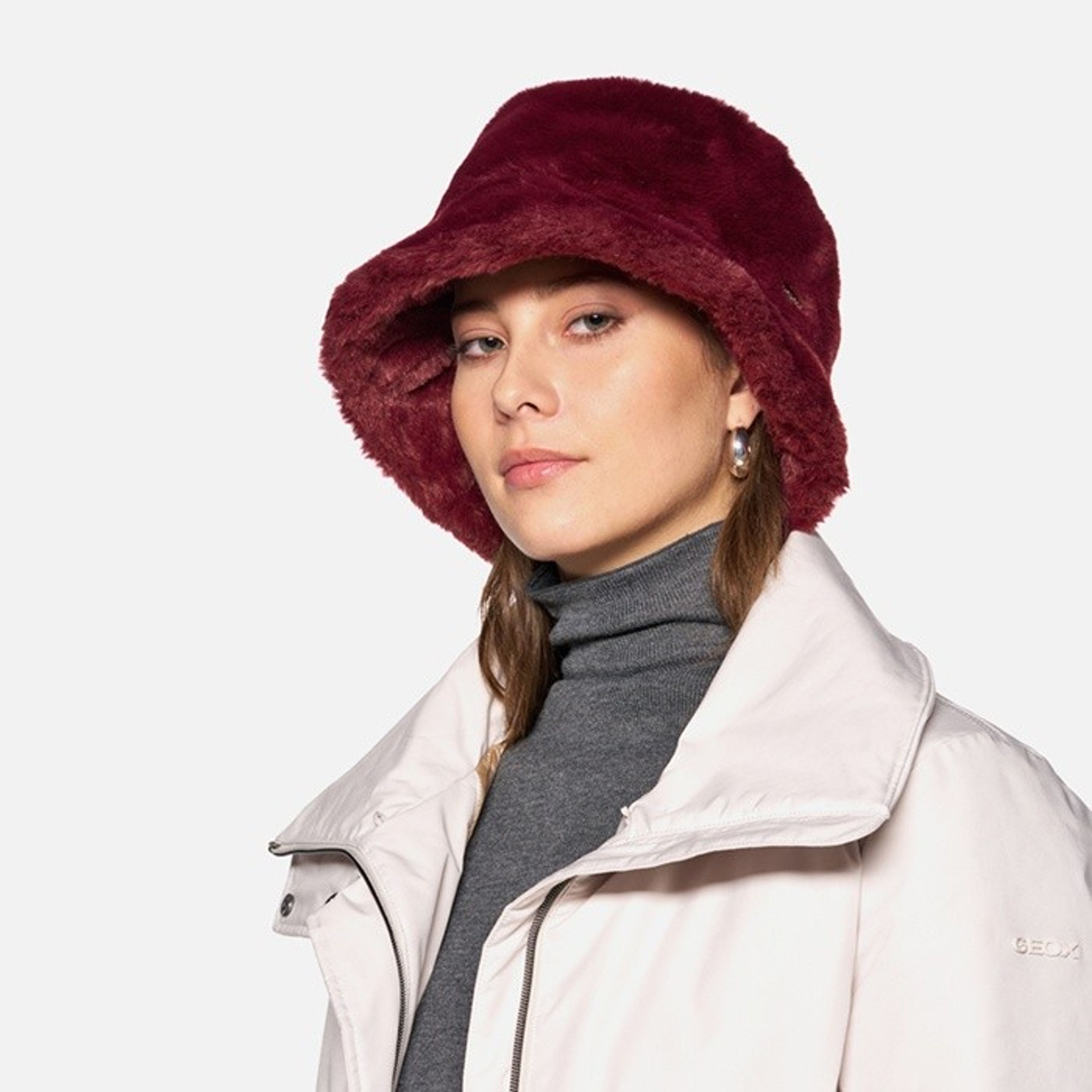 Vínový dámský kožešinový klobouk Geox Irenie - 005