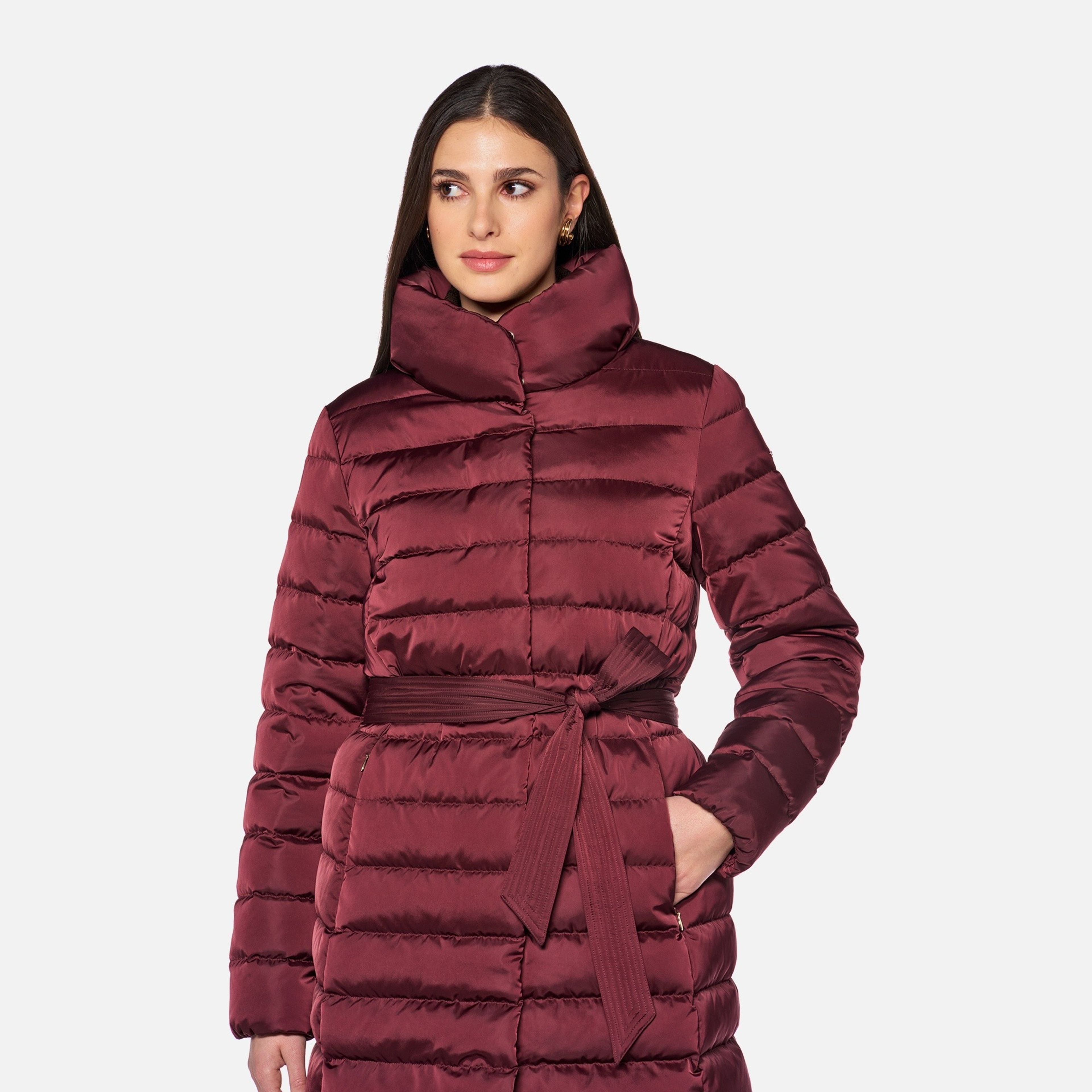 Vínová dámská péřová bunda Geox Bettanie - 008