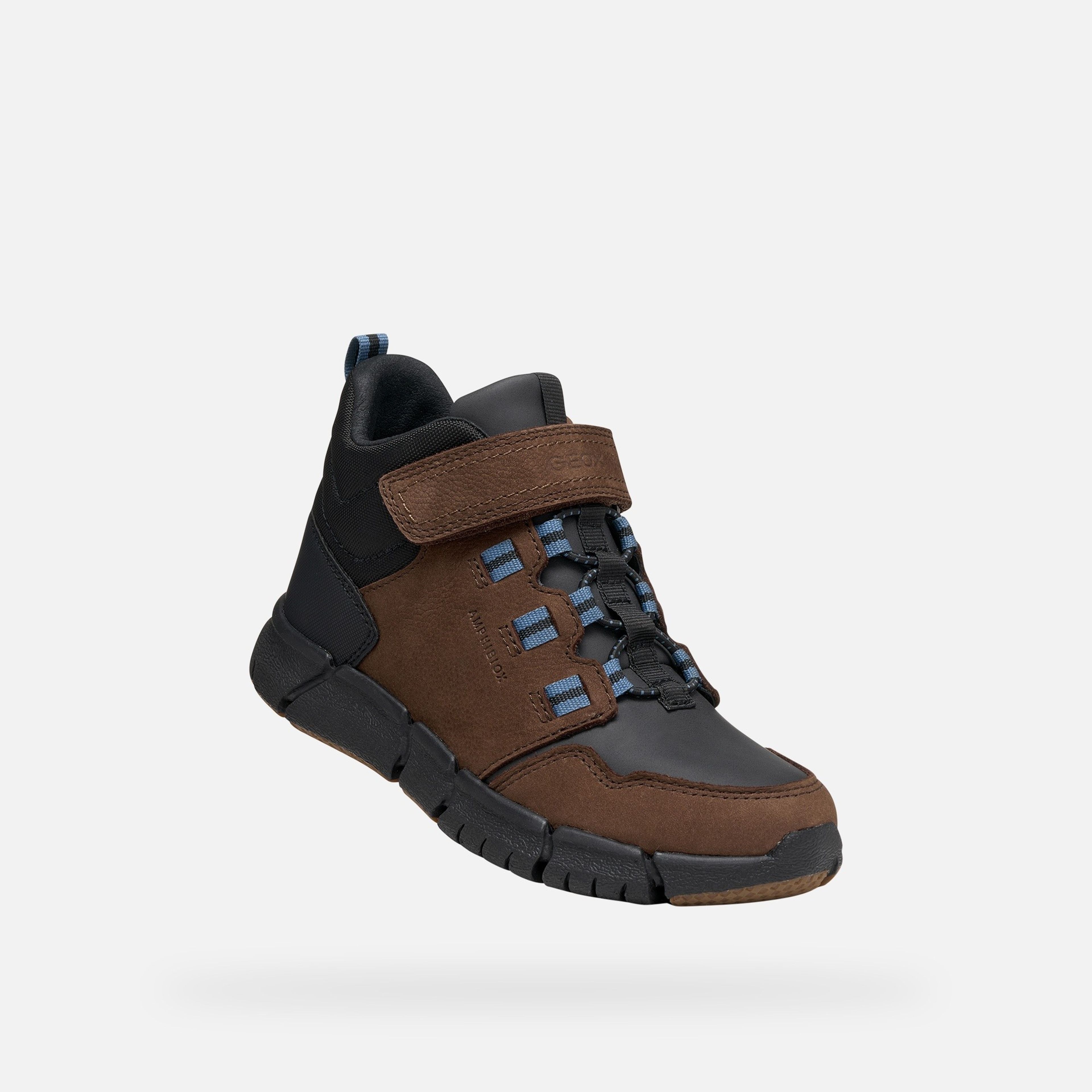Ciemnobrązowe buty za kostkę chłopięce Geox Flexyper B ABX - 005