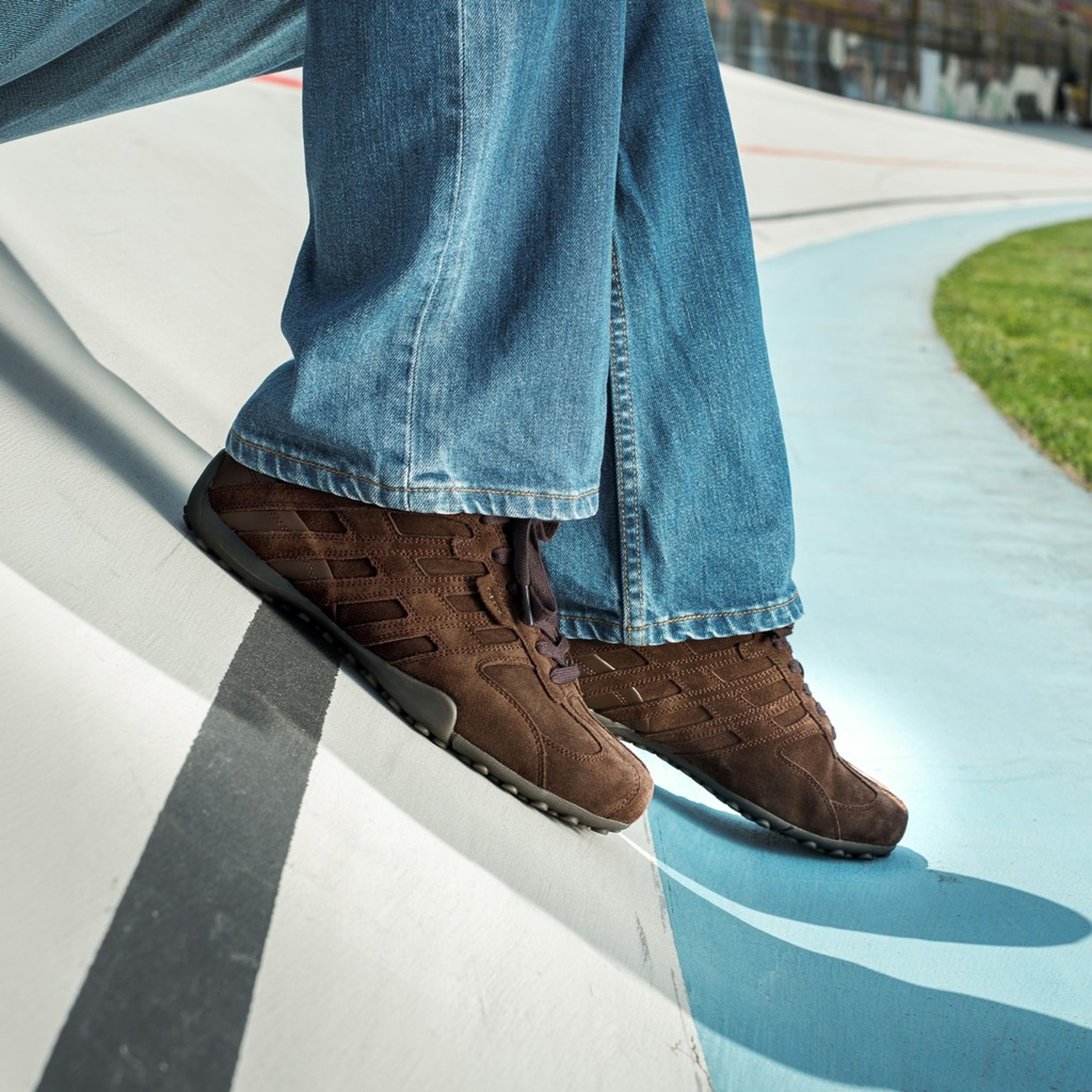 Sneakers maro închis pentru bărbați Geox Snake - 010
