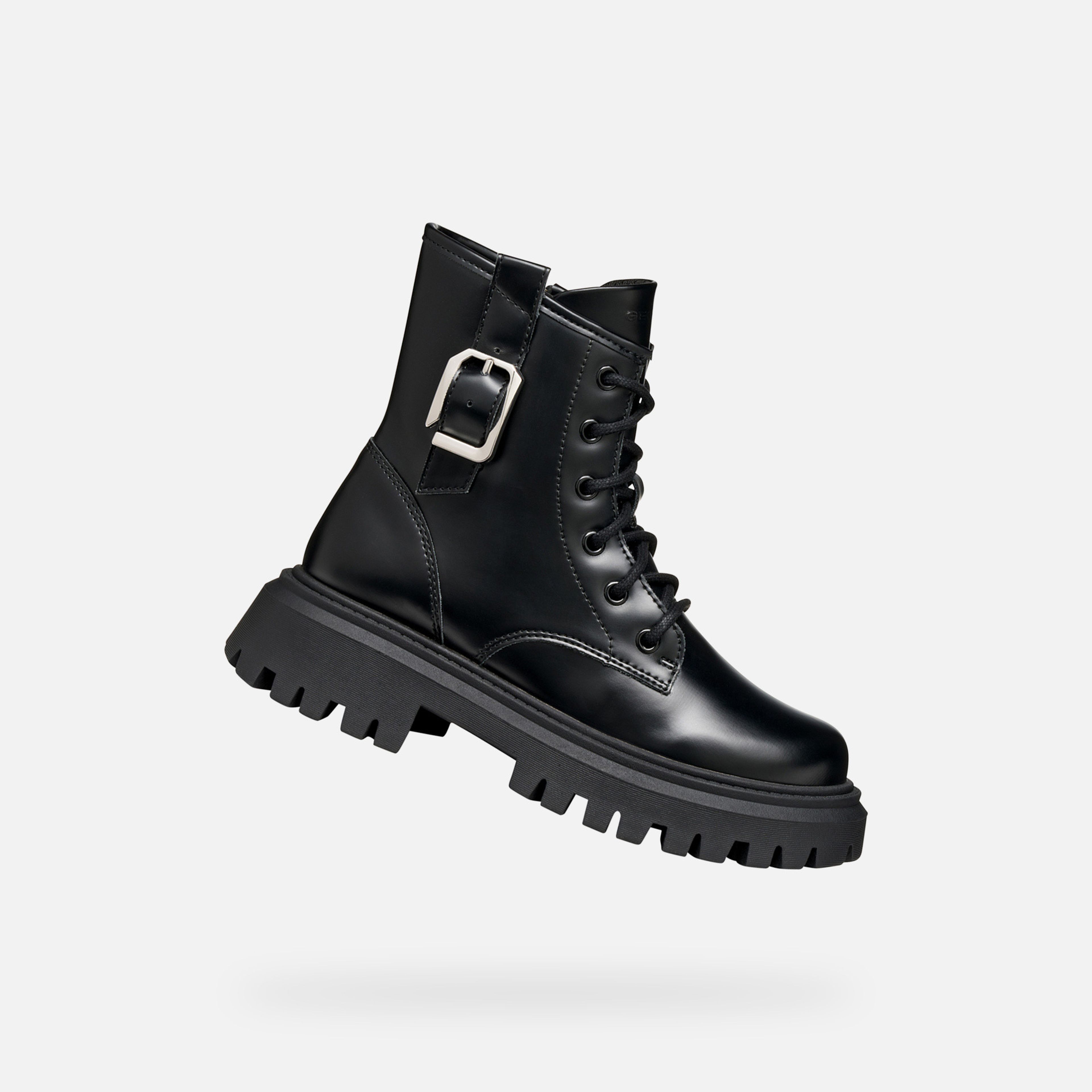 Czarne dziewczęce buty za kostkę Geox Maquinny