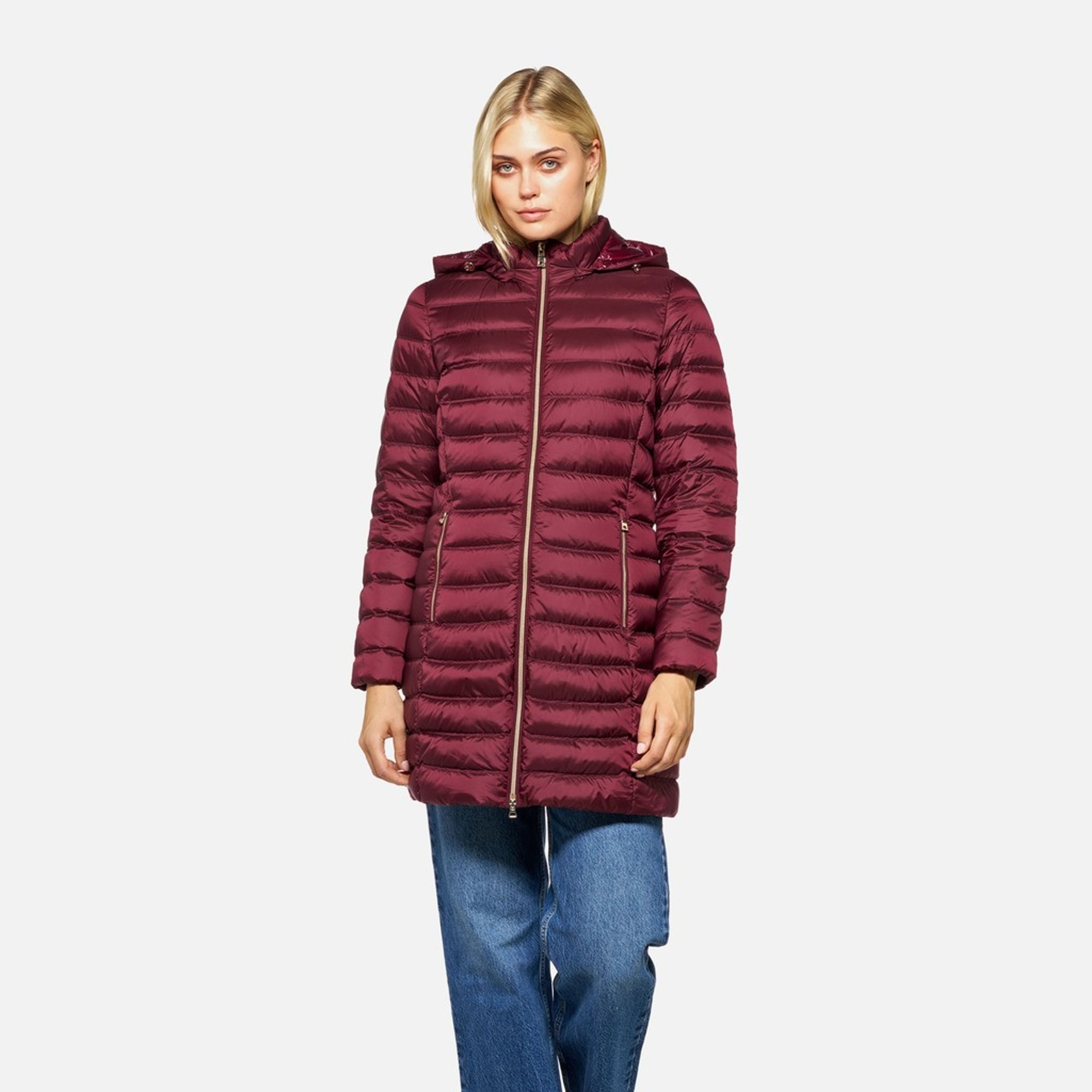 Vínová dámska páperová bunda Geox Jaysen - 002