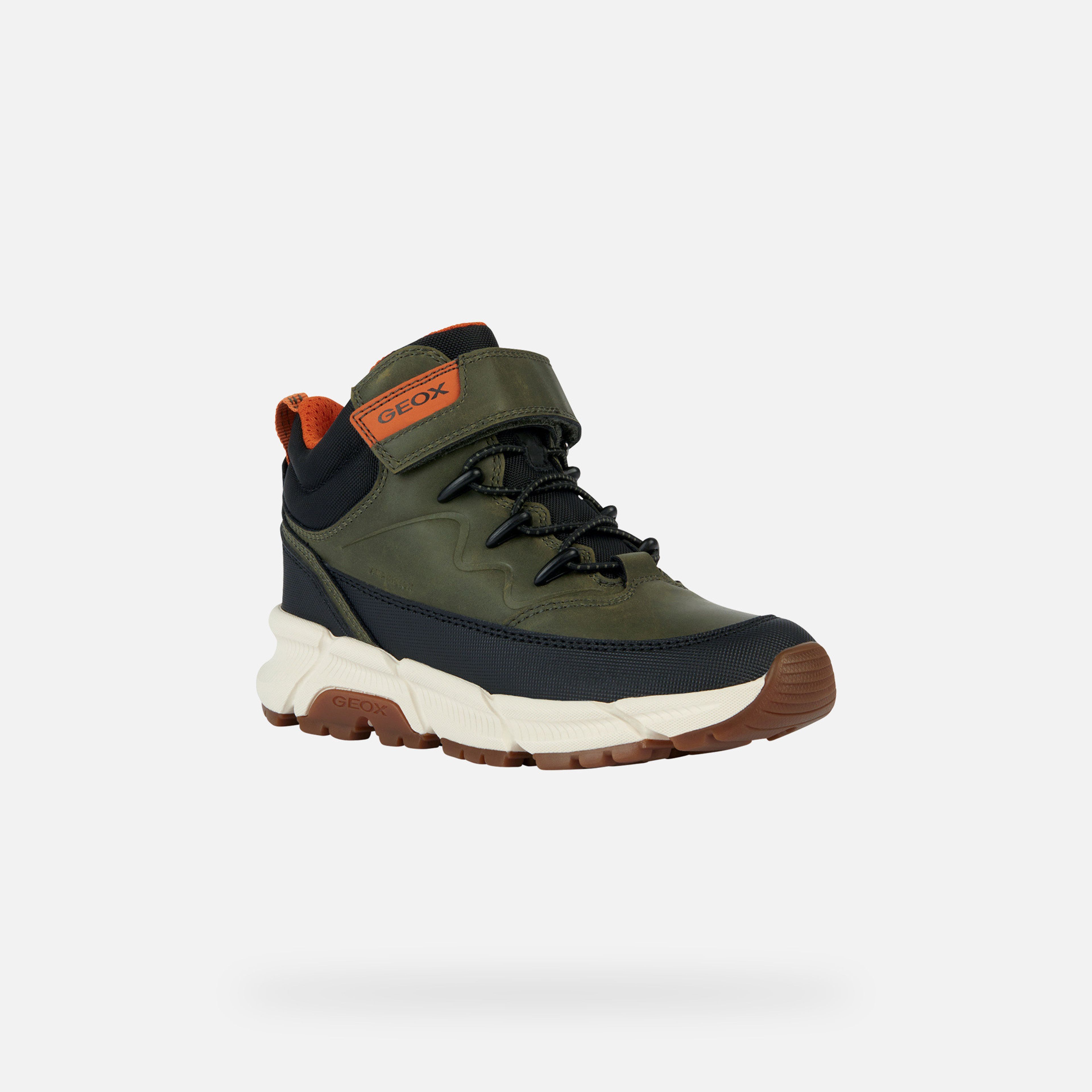Khaki chlapčenská členková obuv Geox Flexyper Plus - 003