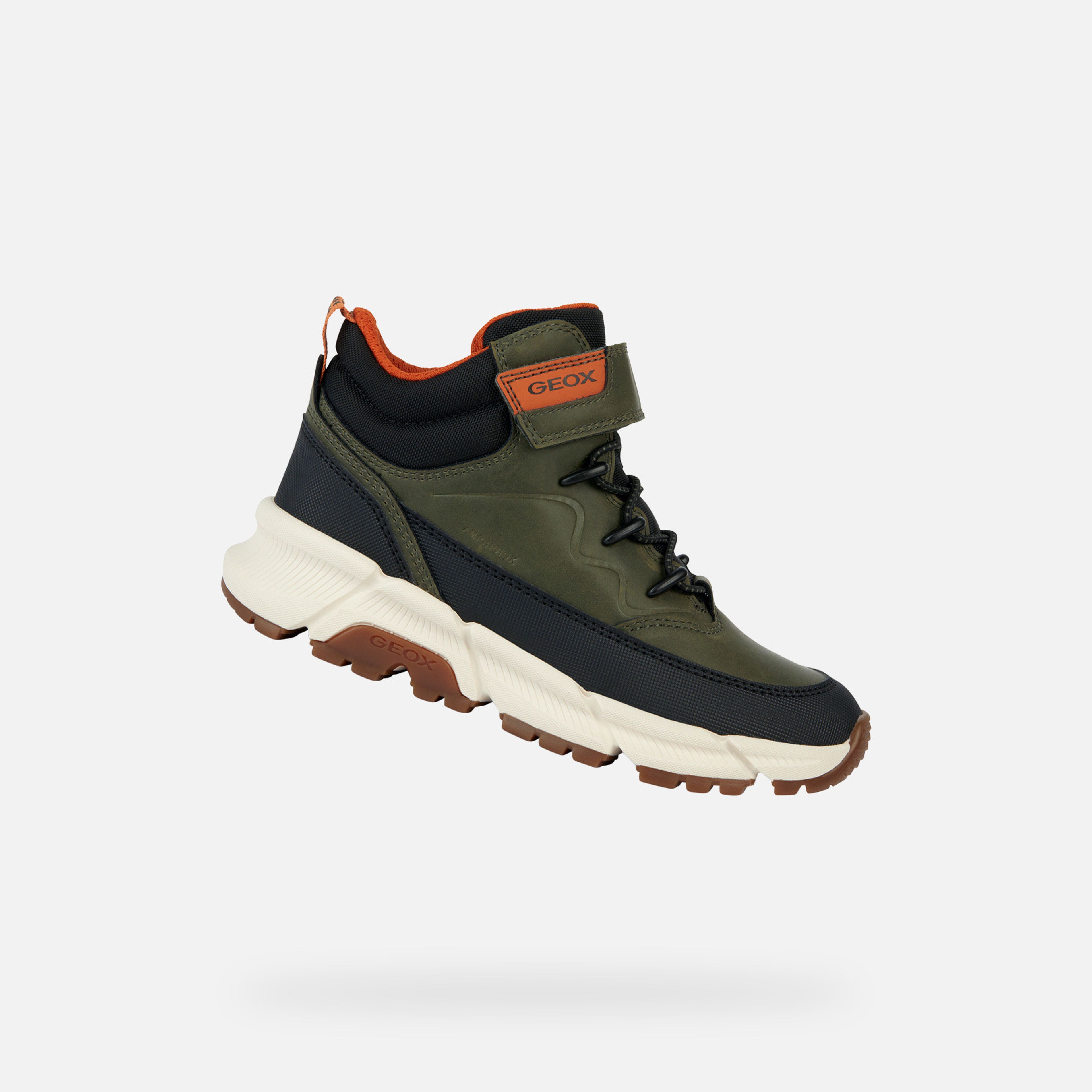 Khaki chlapčenská členková obuv Geox Flexyper Plus - 001
