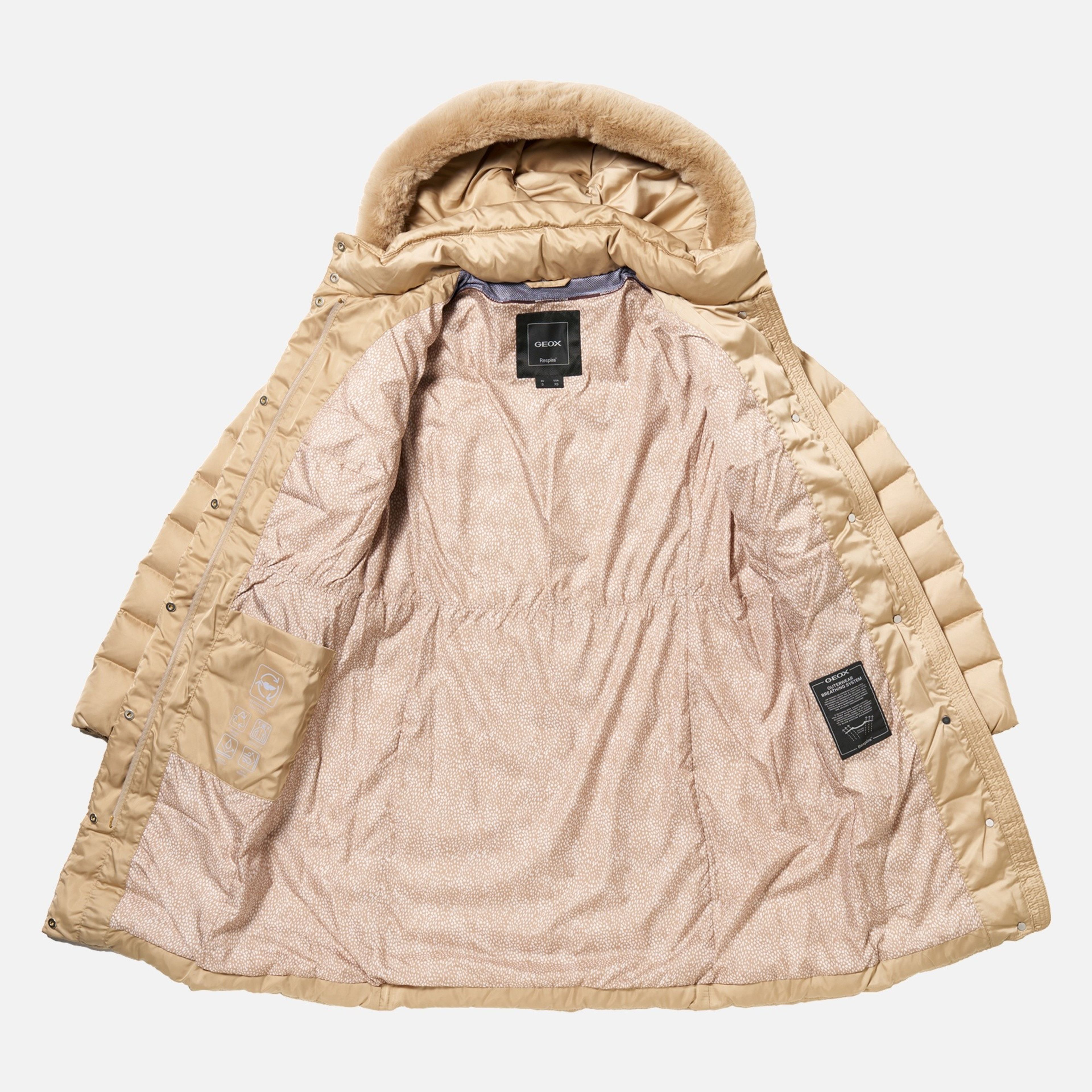 Béžová dámská péřová bunda Geox Bettanie - 008