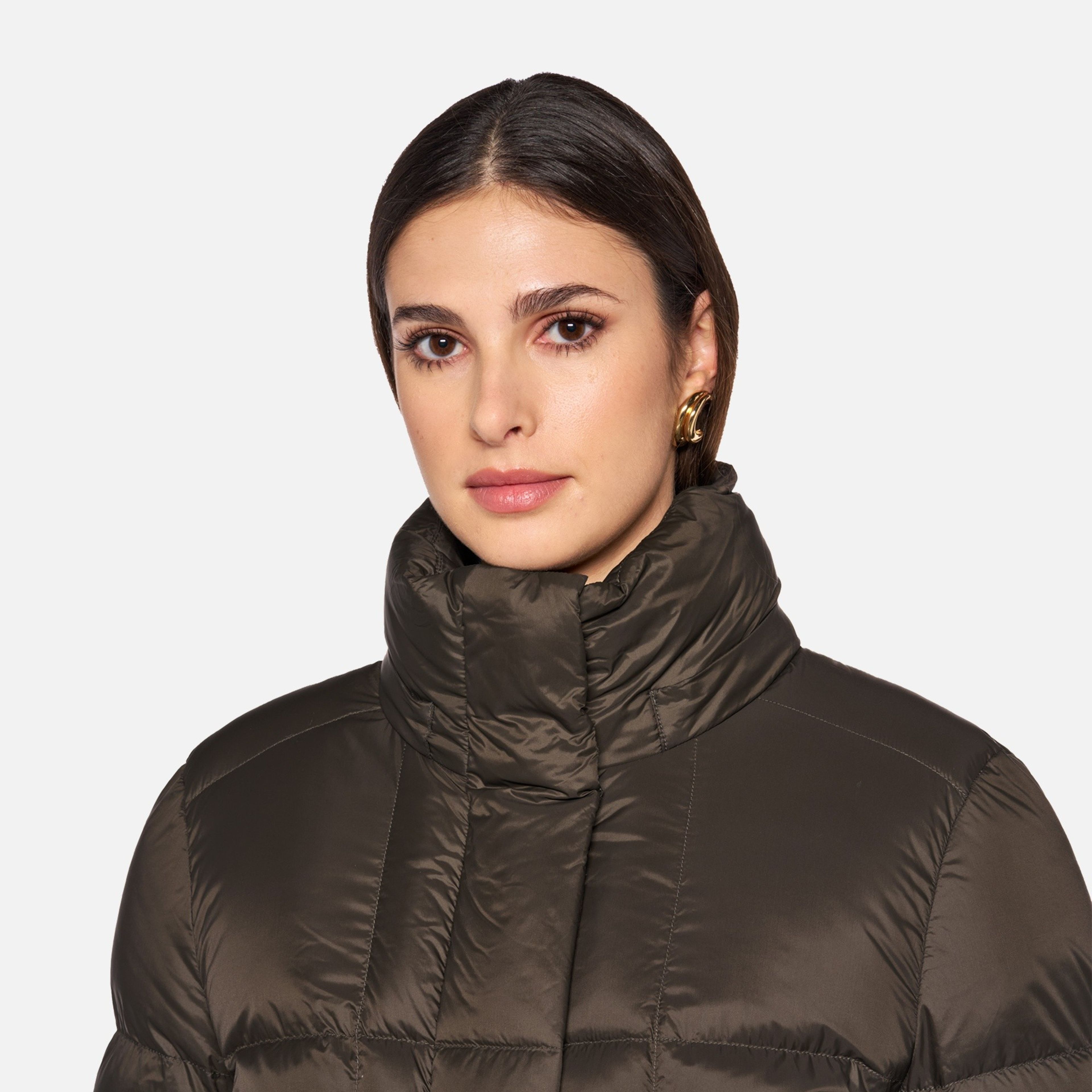 Tmavě hnědá dámská péřová bunda Geox Arlara - 018