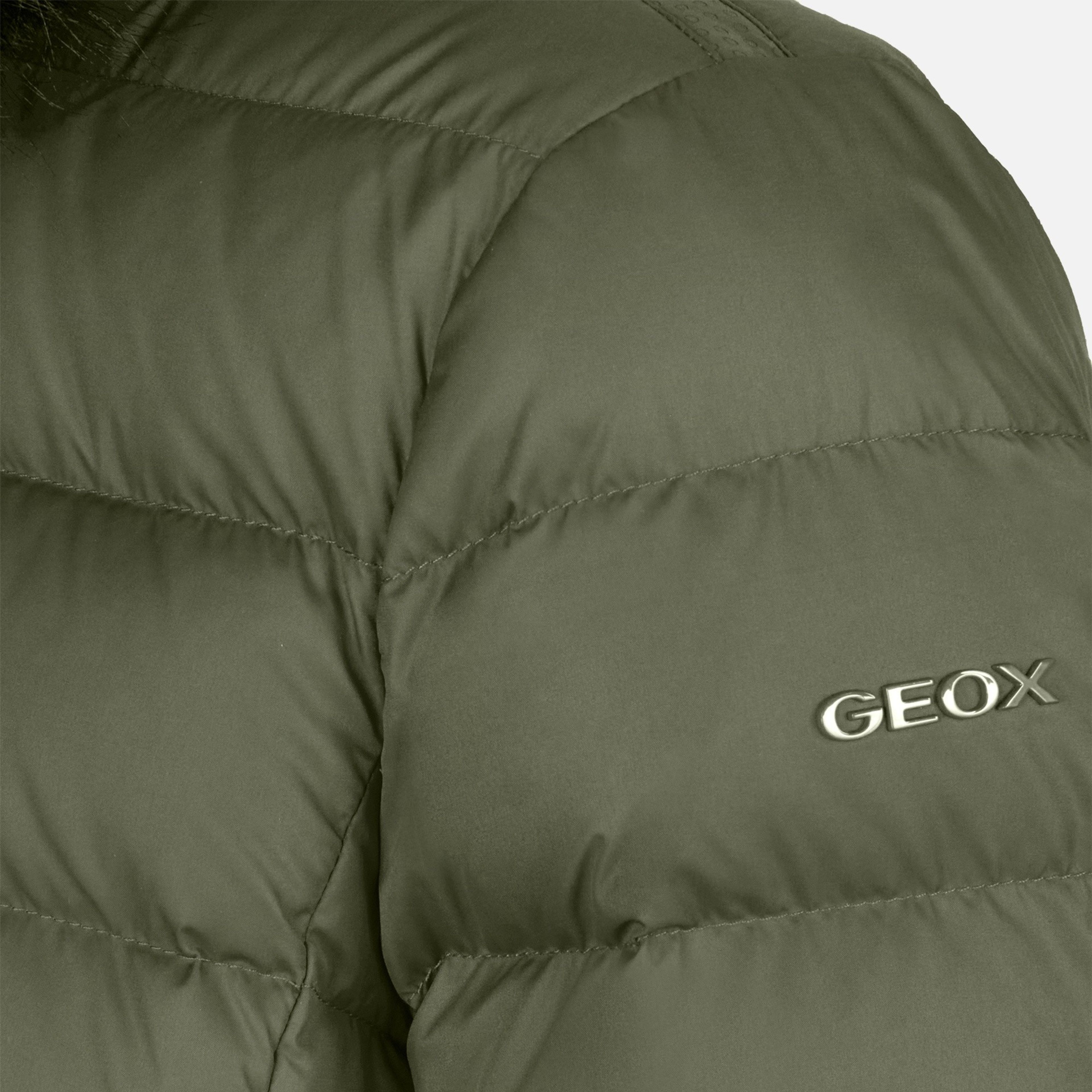 Khaki dámská péřová bunda Geox Catria - 010