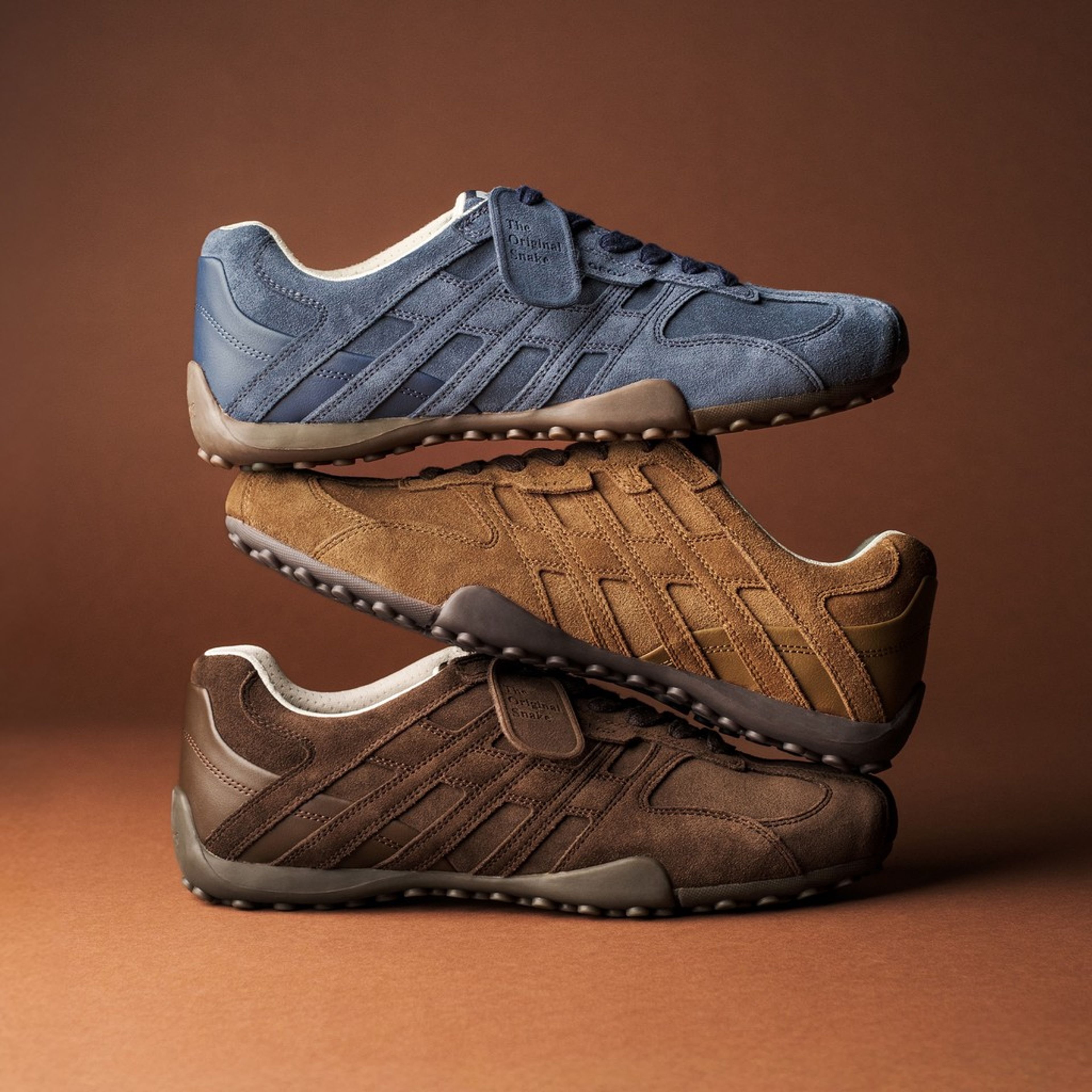 Sneakers maro închis pentru bărbați Geox Snake - 011