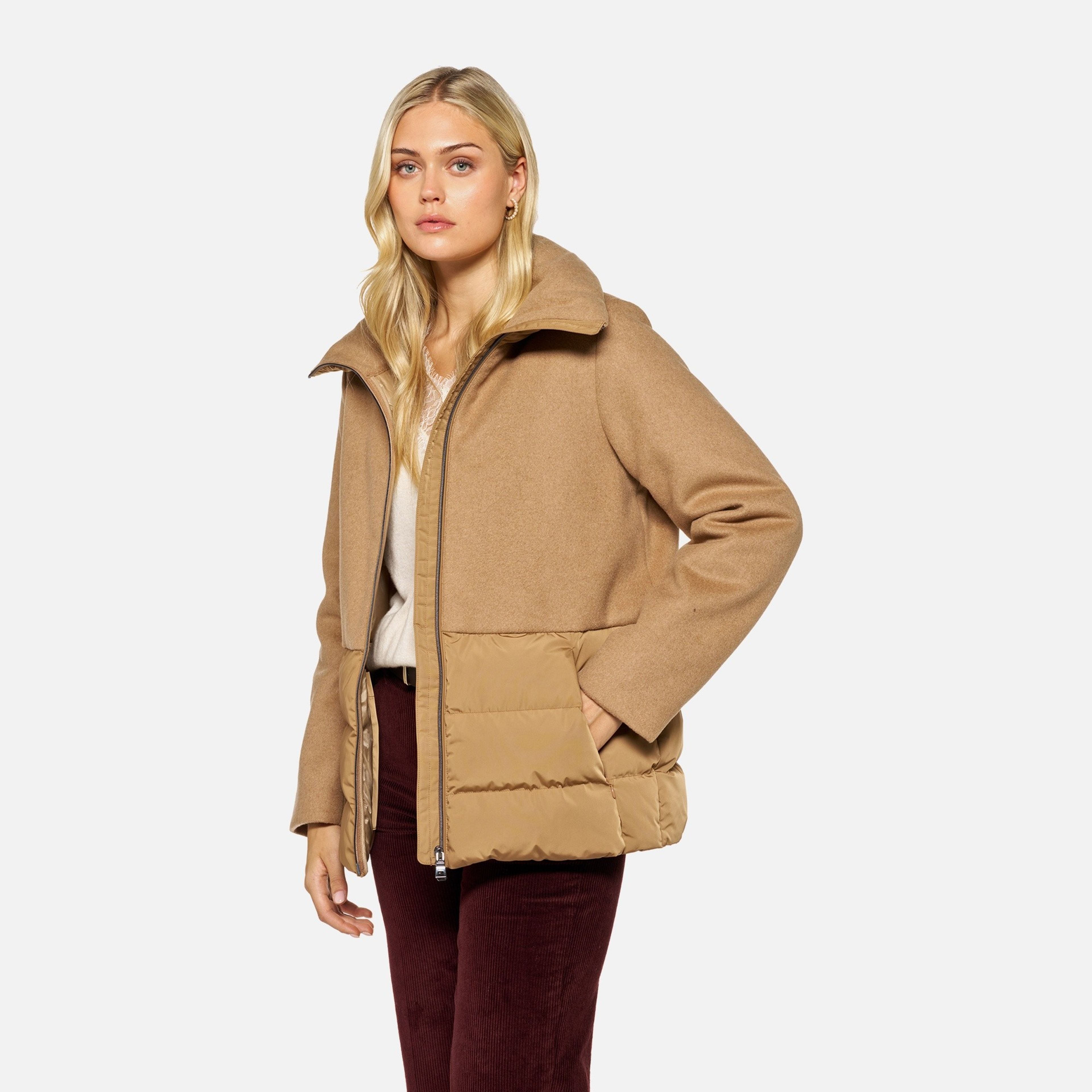 Hnedý dámsky kabát Geox Pluette - 003