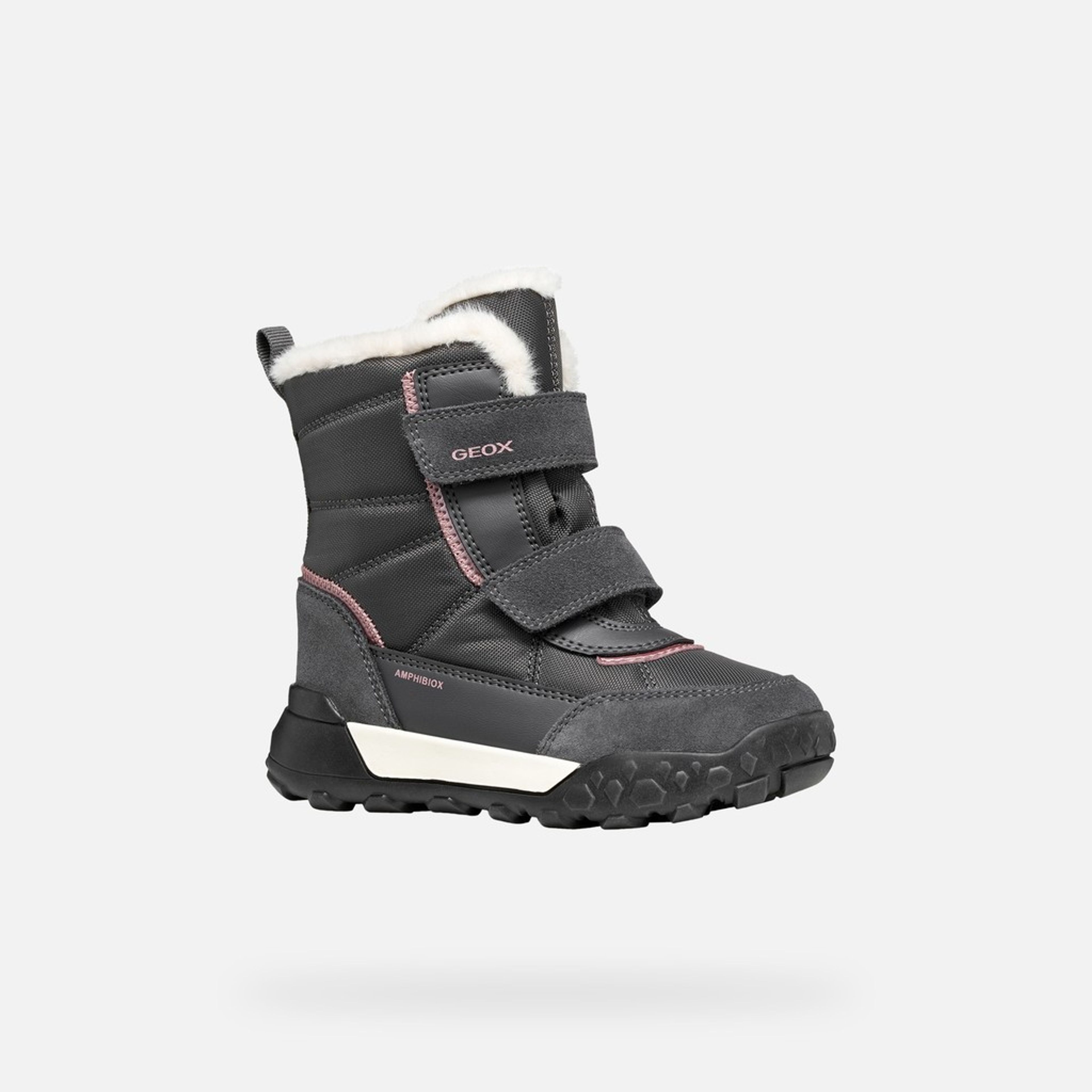 Ciemnoszare buty zimowe dla dziewczynek Geox Trekkyup - 003