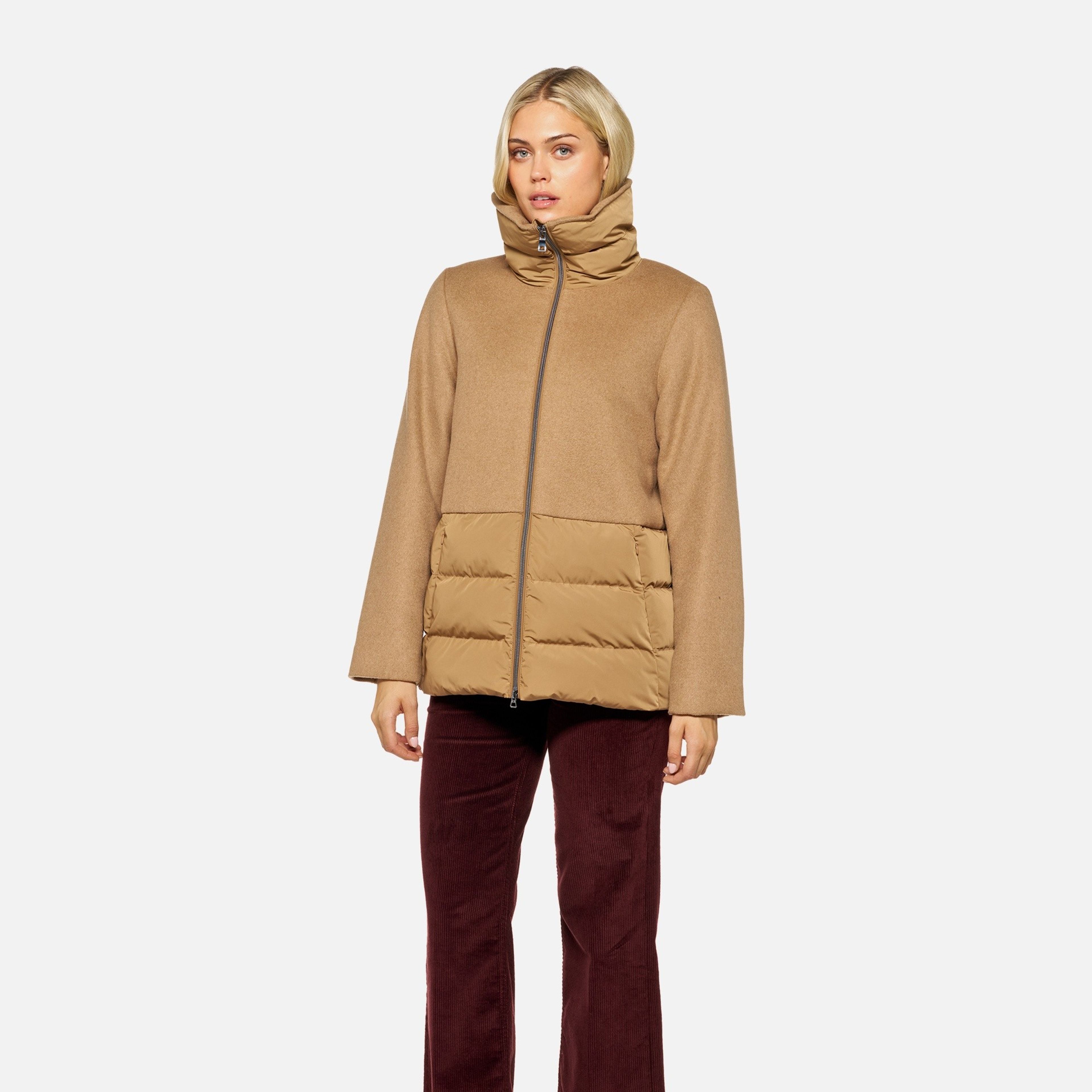 Hnedý dámsky kabát Geox Pluette - 002