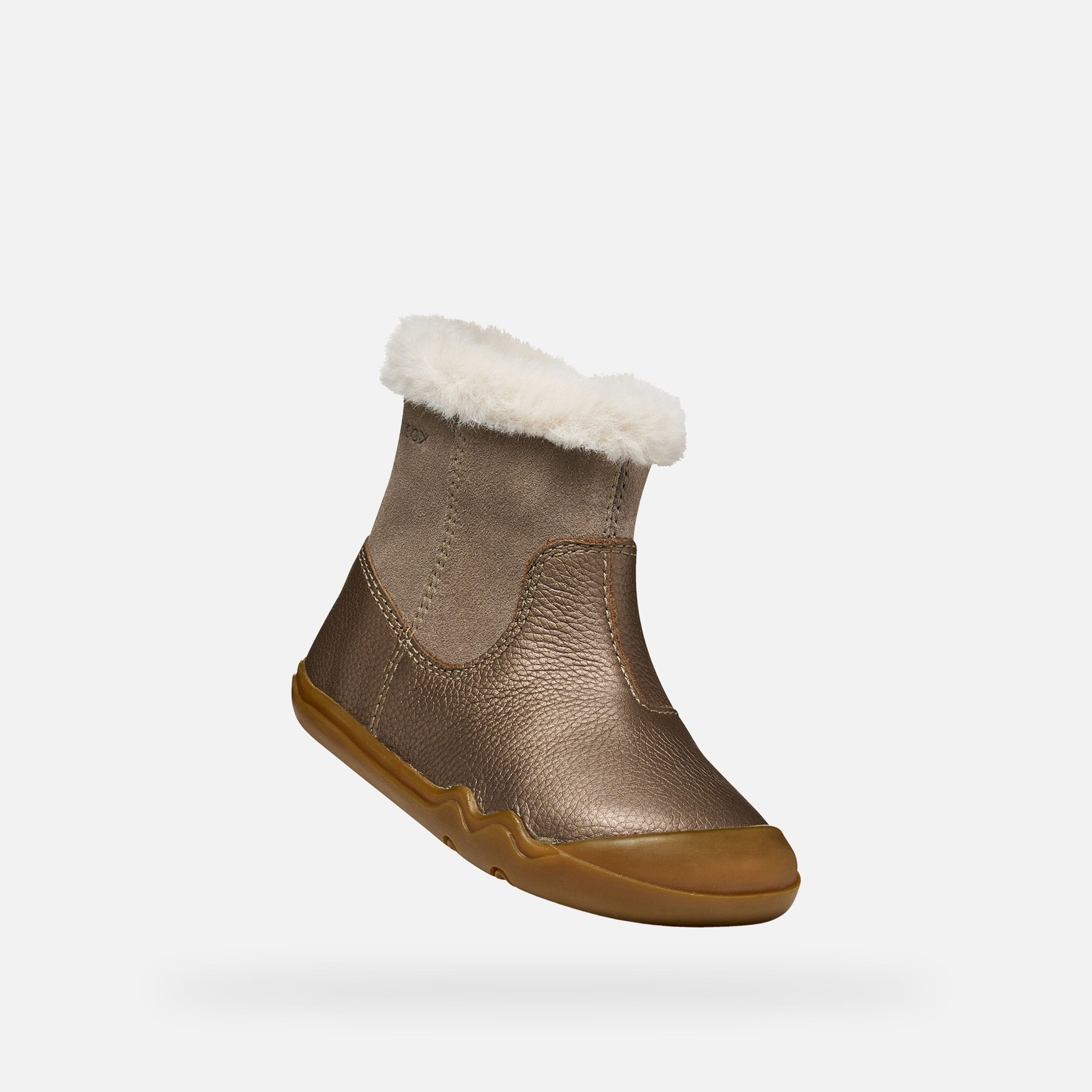 Hnědá dívčí barefoot kotníková obuv Geox Steppieup - 005