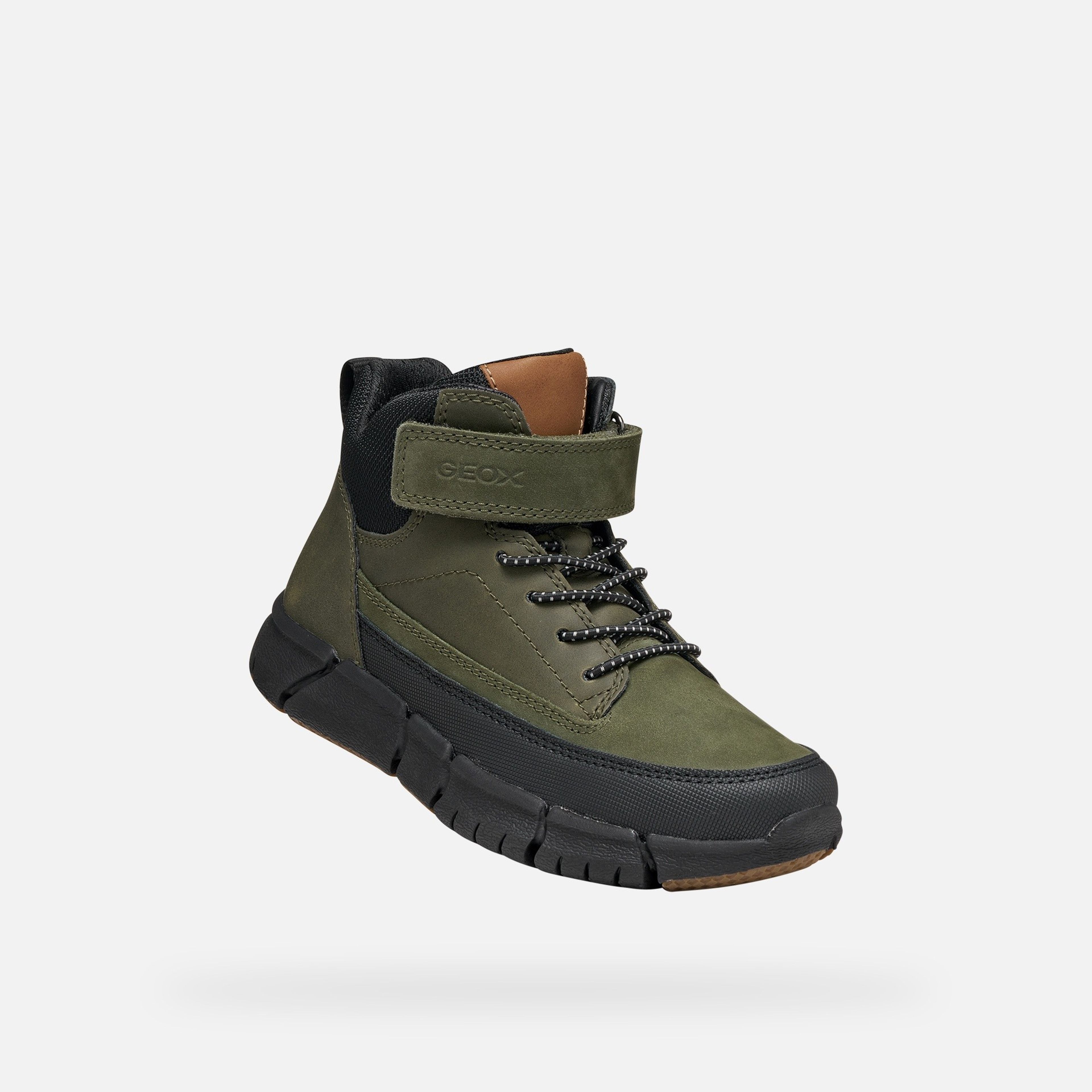 Khaki chlapčenská členková obuv Geox Flexyper - 005