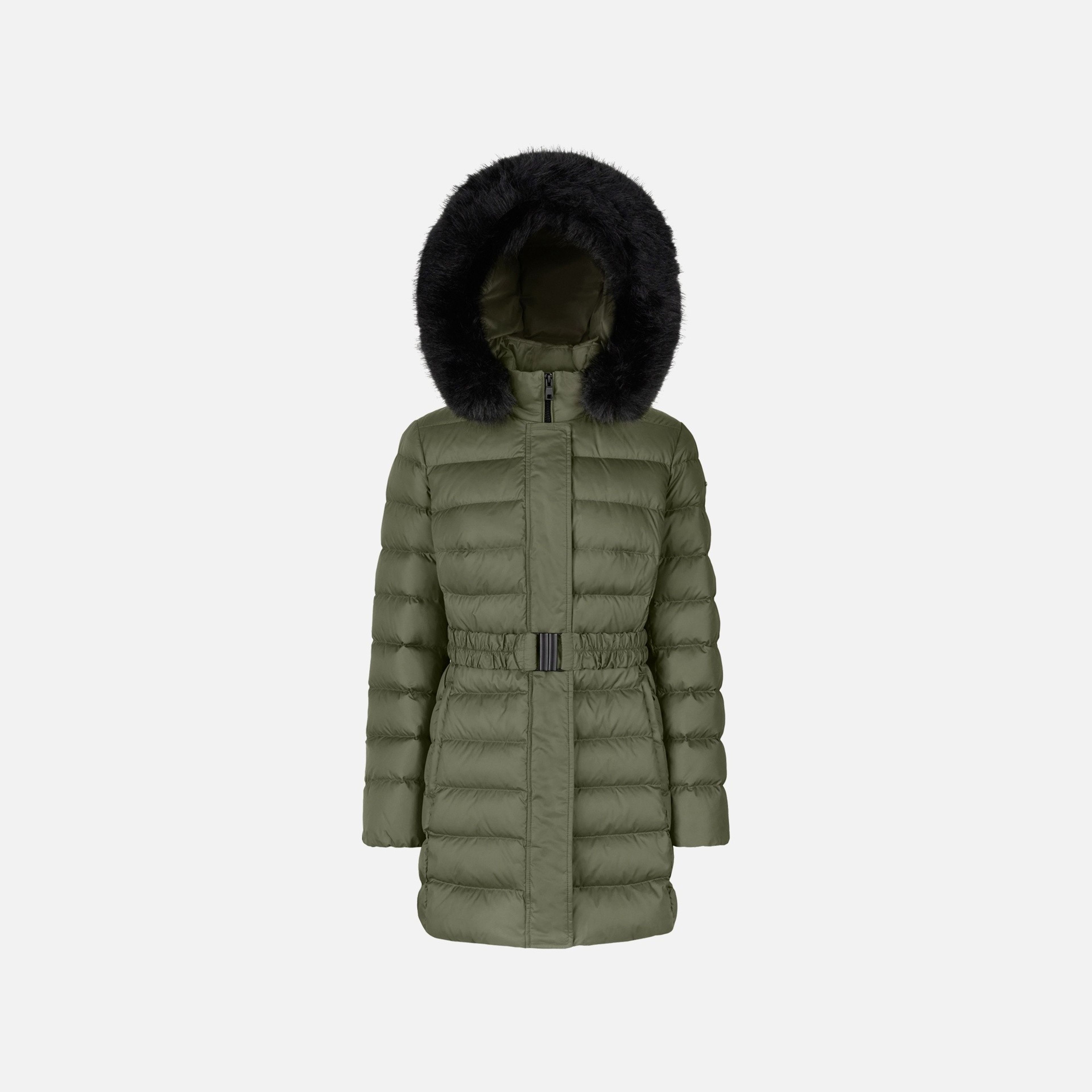 Khaki dámská péřová bunda Geox Catria - 006