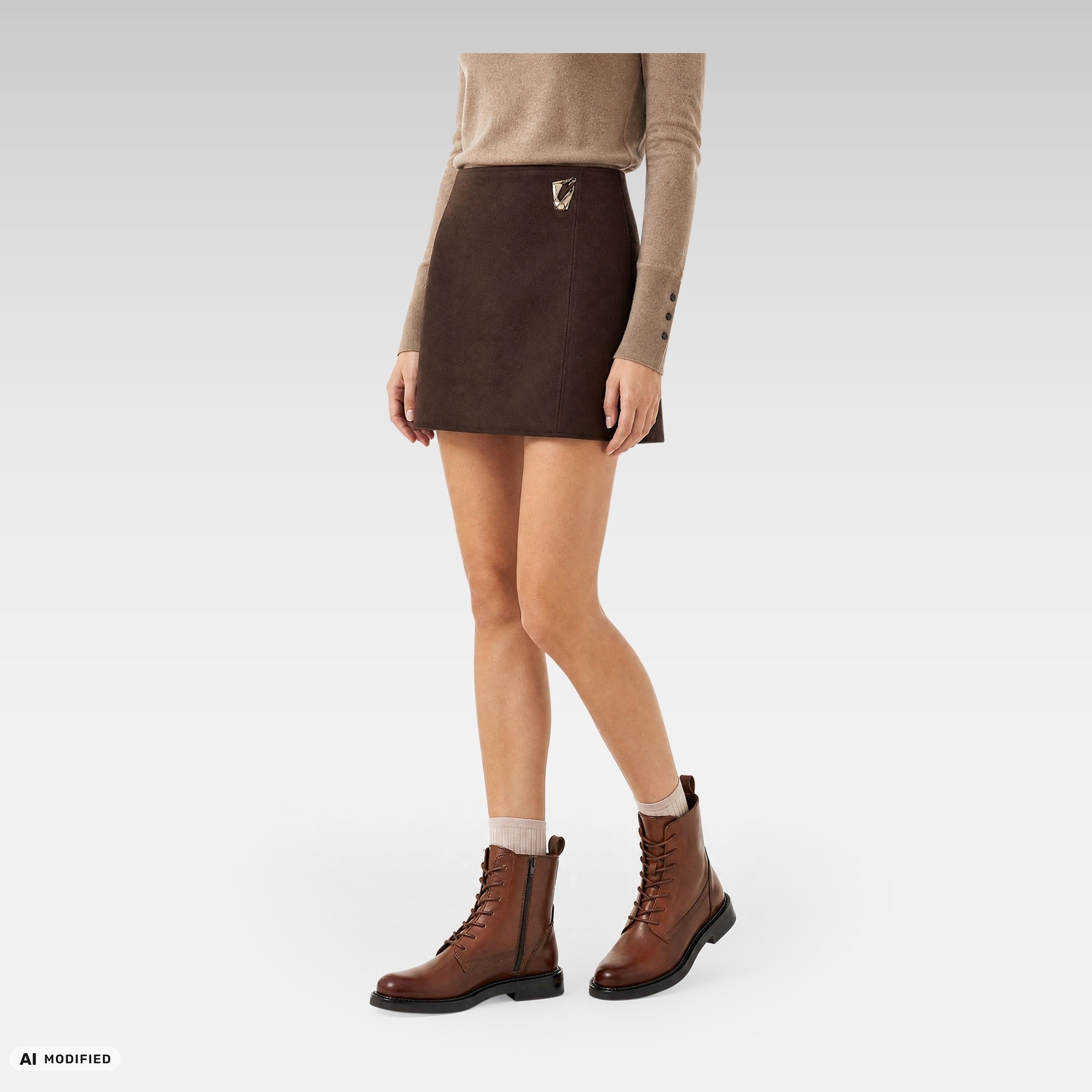 Ciemnobrązowe damskie buty za kostkę Geox Serilda - 011